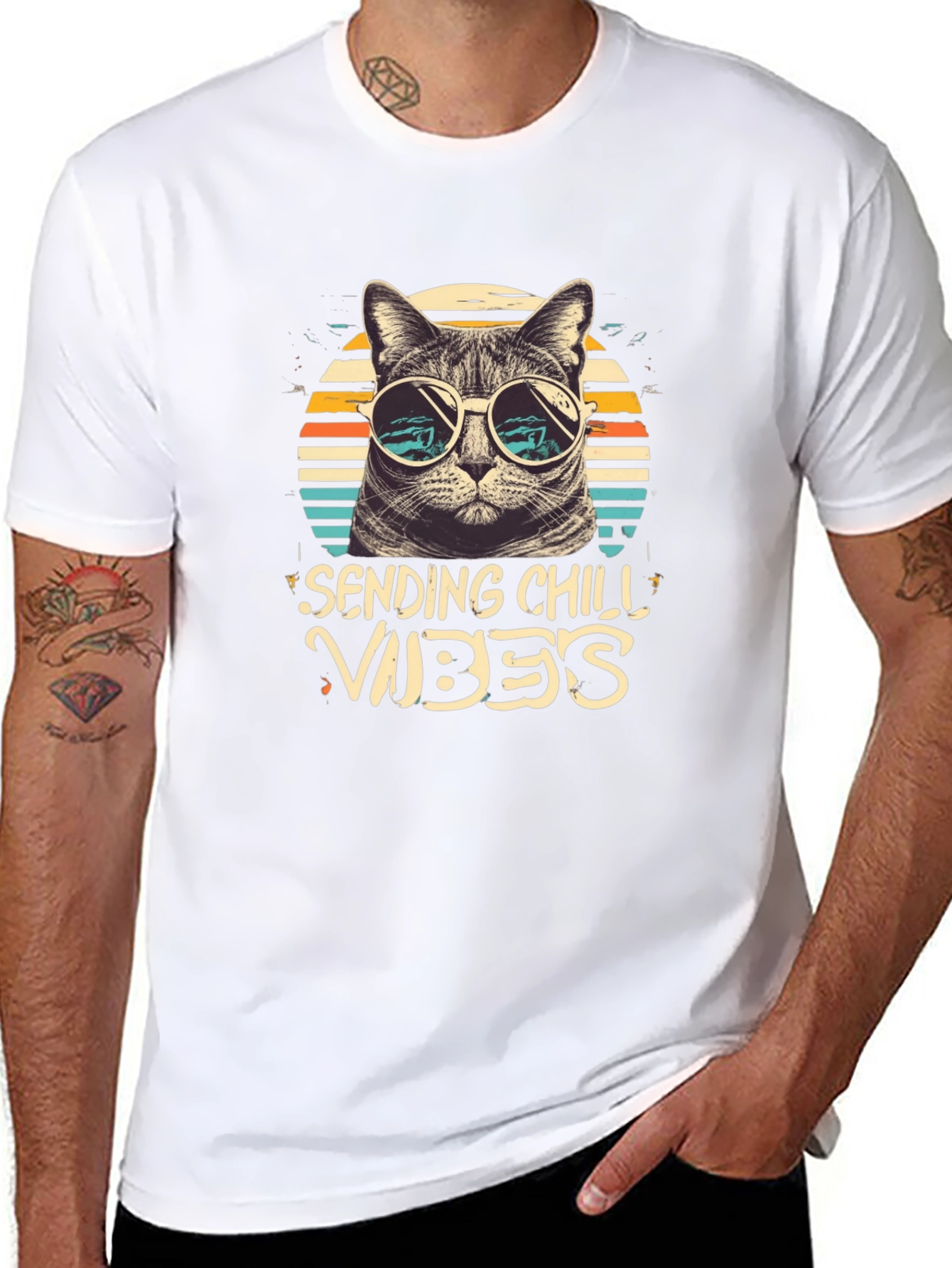 Black Chill Vibes Cat Graphic Tee view 8