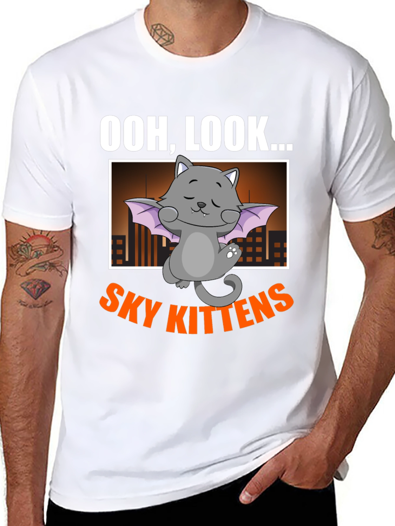 Black Ooh, Look... Sky Kittens Black Graphic Tee view 8