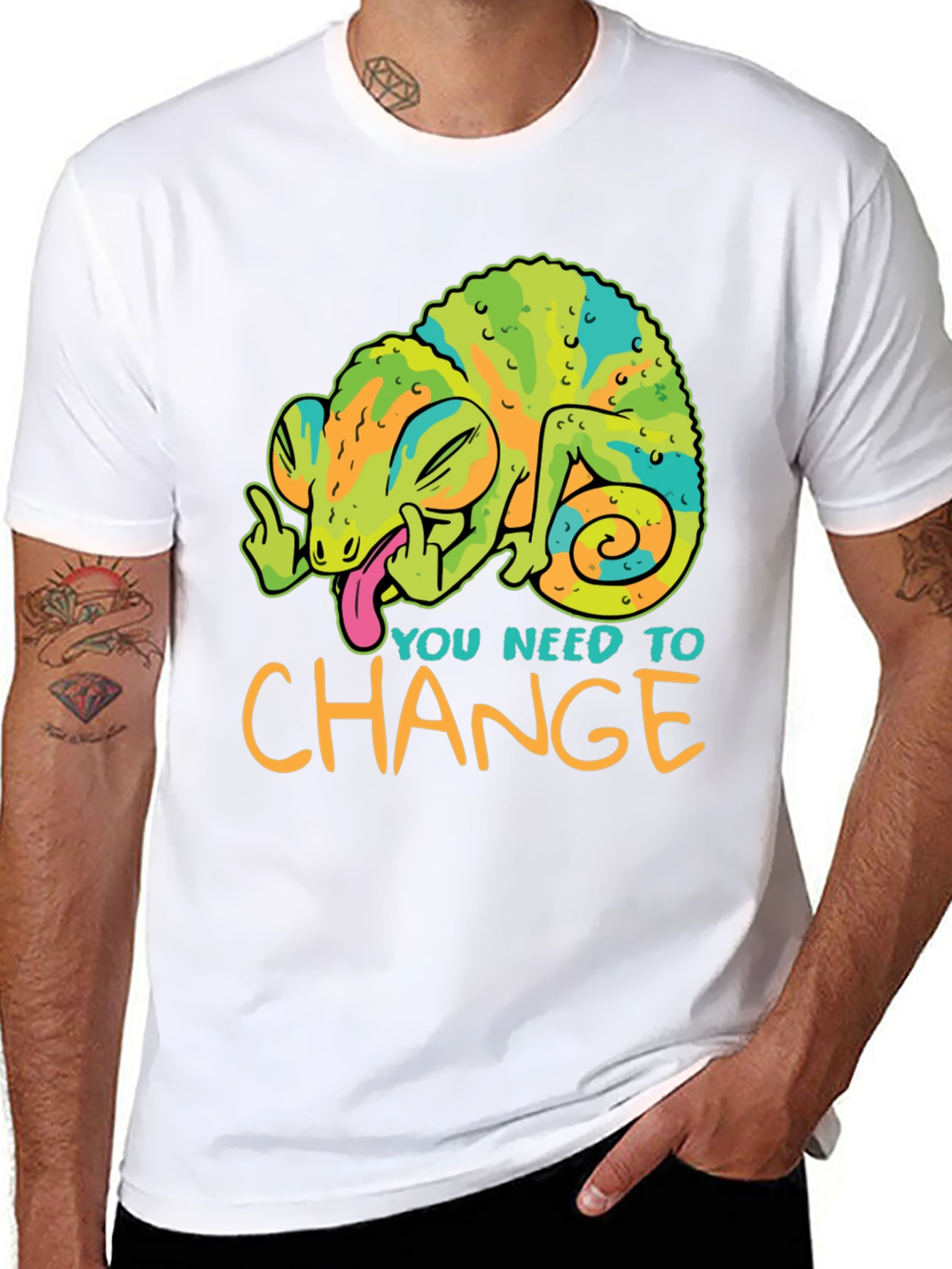 Black You Need To Change T-Shirt Chameleon Funny Offensive view 8