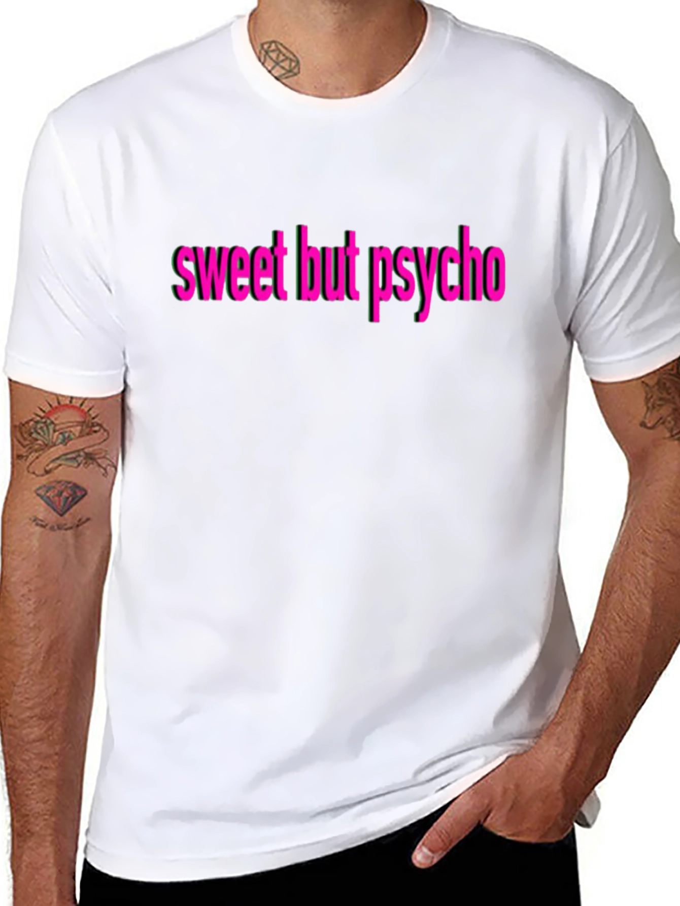 Black Sweet But Psycho T-Shirt - Black Cotton Blend view 8