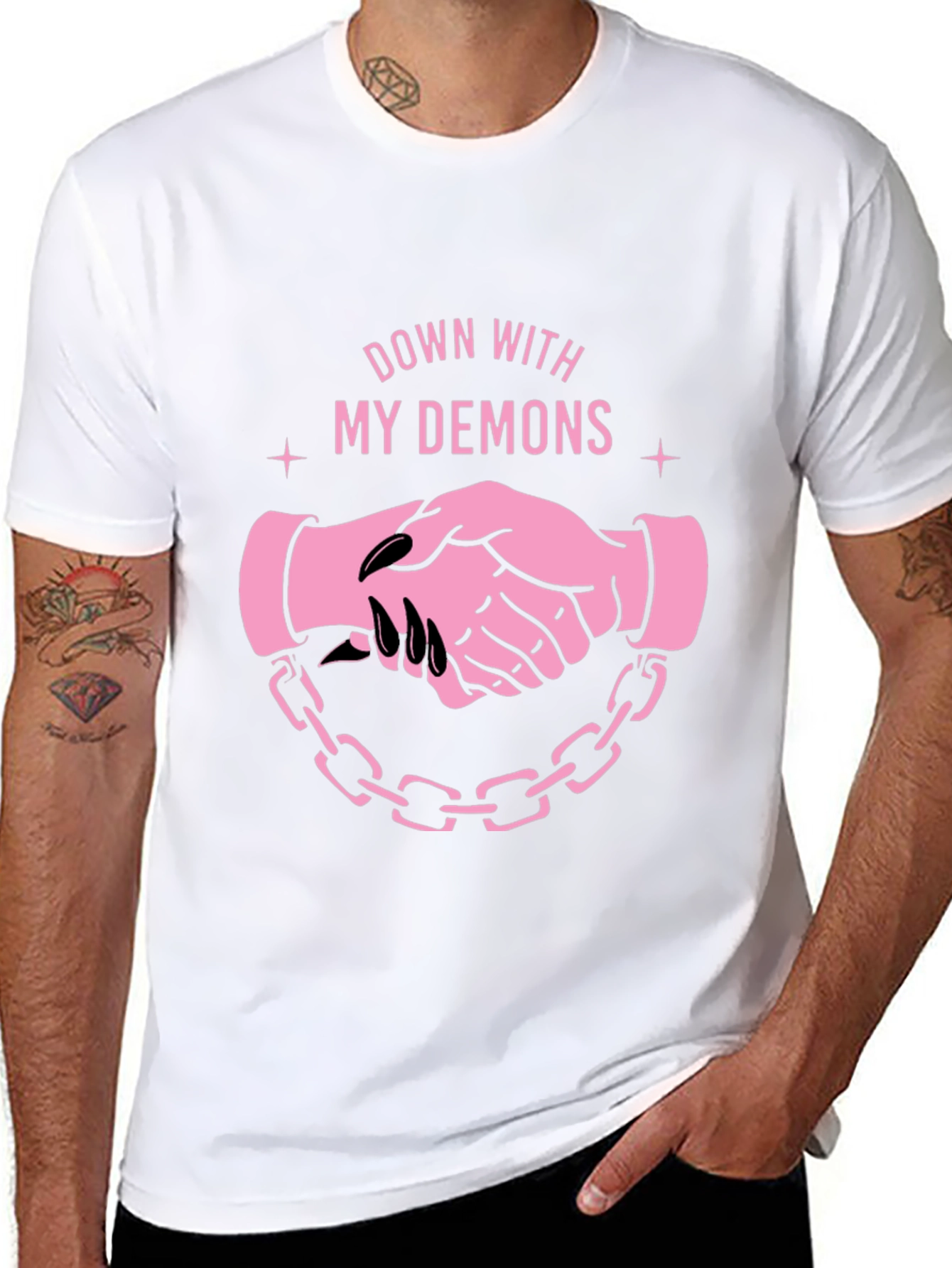 Black Down With My Demons Graphic Tee - Black view 8