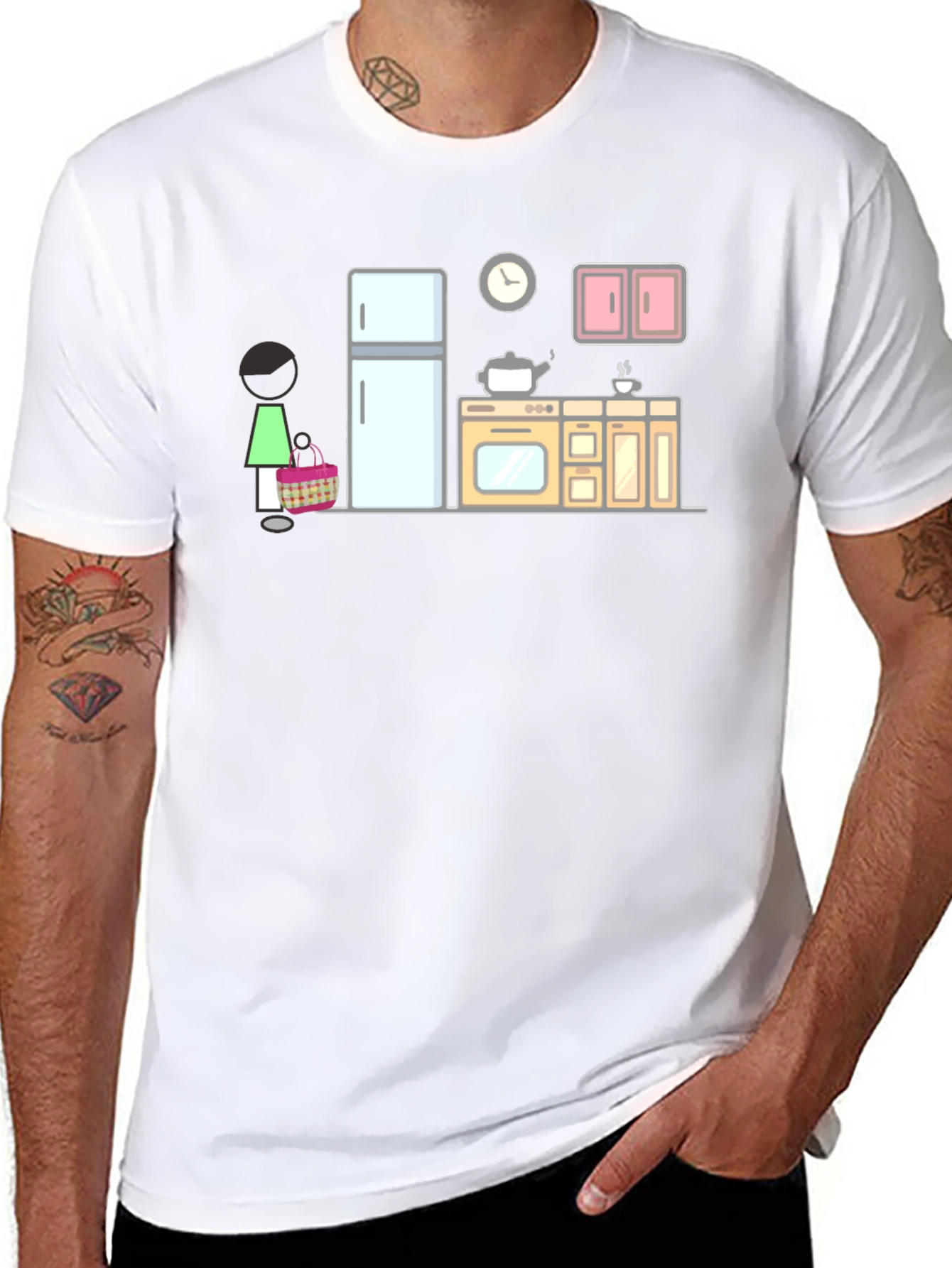Black Cartoon Kitchen Graphic T-Shirt view 8