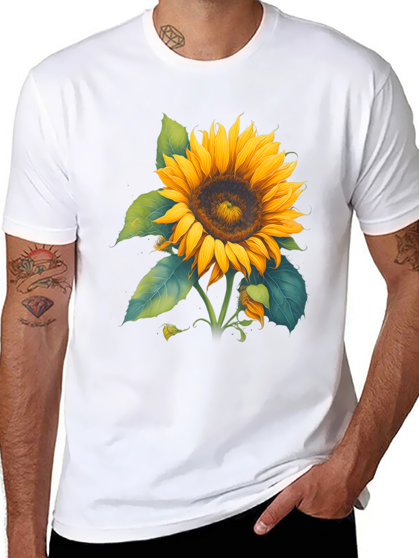 Black Sunflower Graphic Black T-Shirt view 8