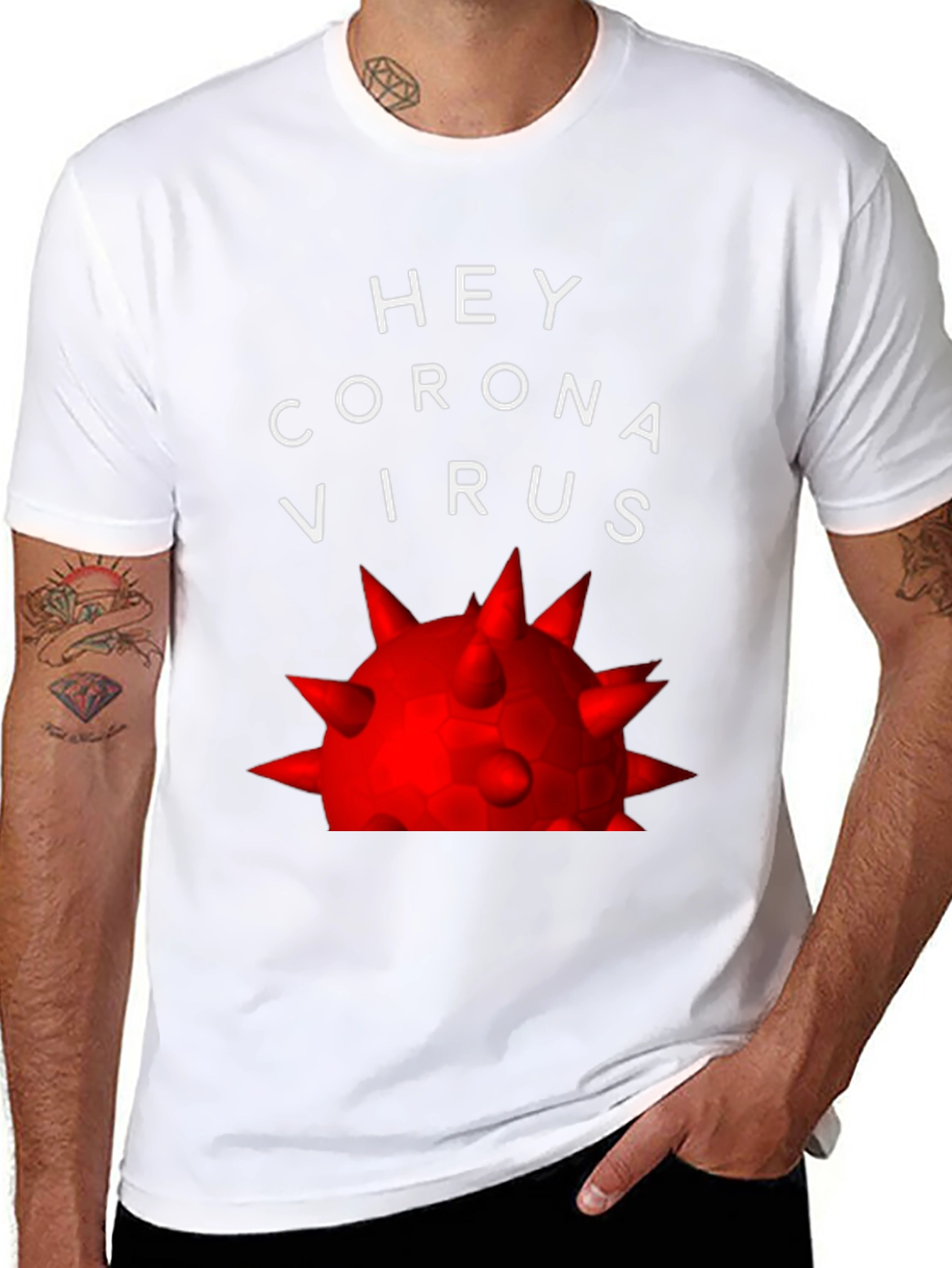 Black Hey Coronavirus T-Shirt - Bold Graphic Tee view 8