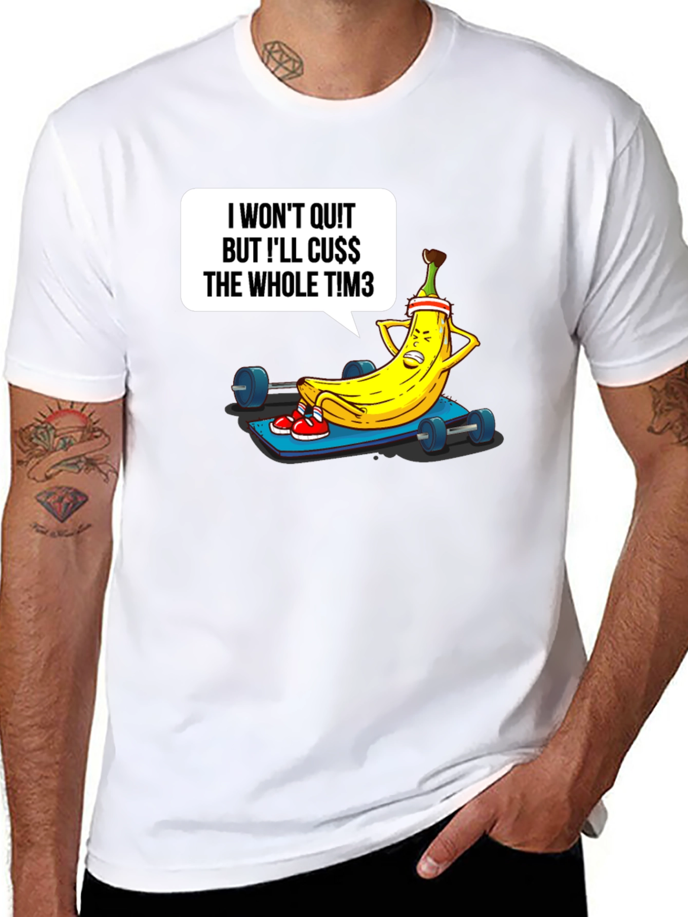 Black Funny Workout Banana Graphic T-Shirt view 8