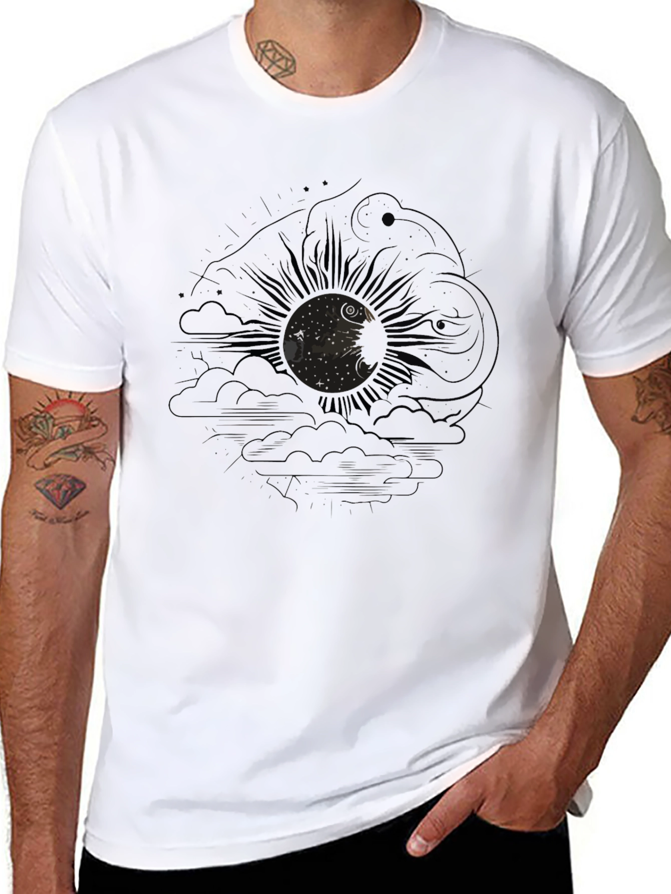Black Mystic Sun Graphic T-Shirt - Black Cotton Tee view 8