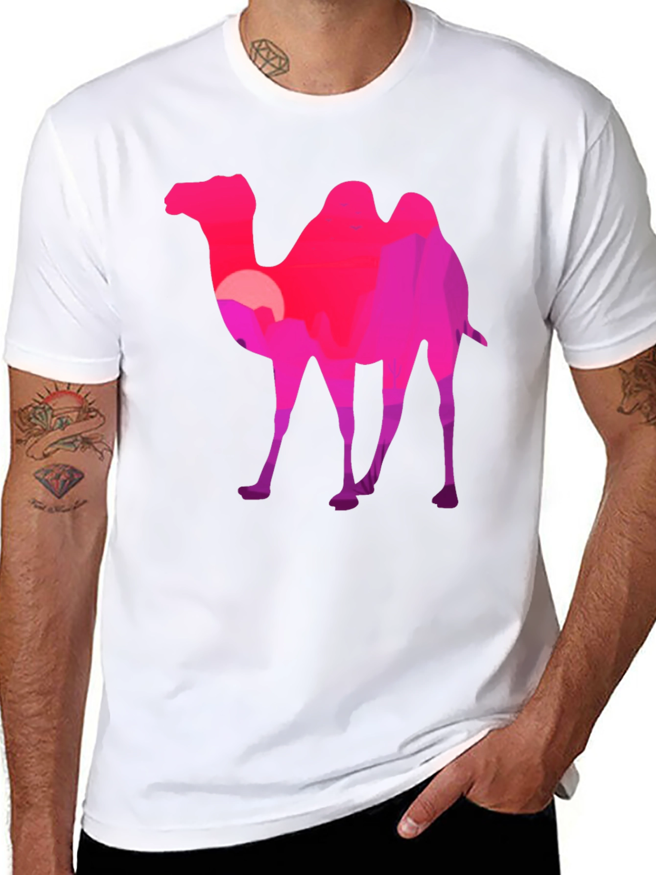 Black Camel Silhouette T-Shirt - Desert Sunset Graphic Tee view 8