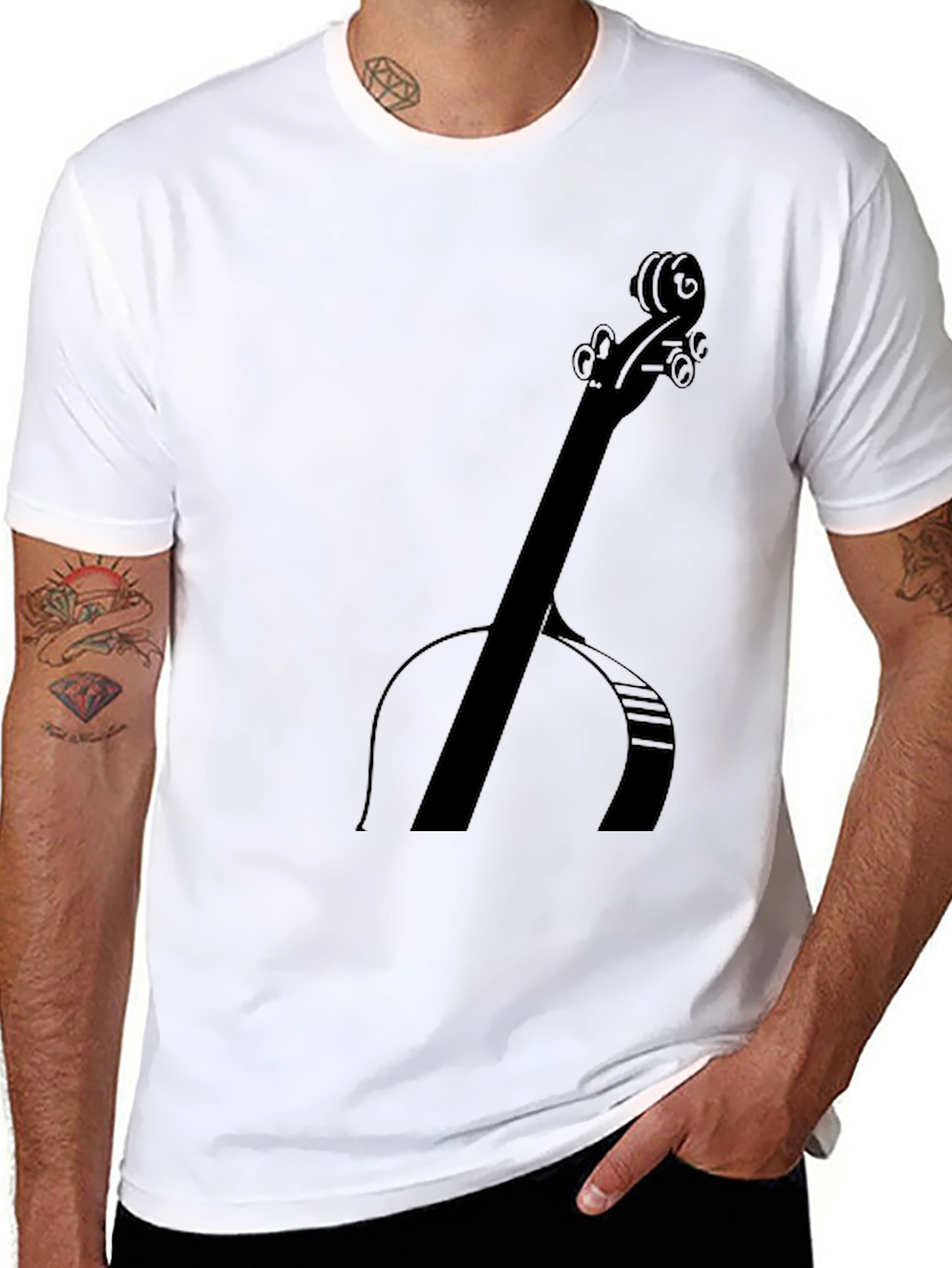 Black Cello Graphic Tee - Musician's Black T-Shirt view 8