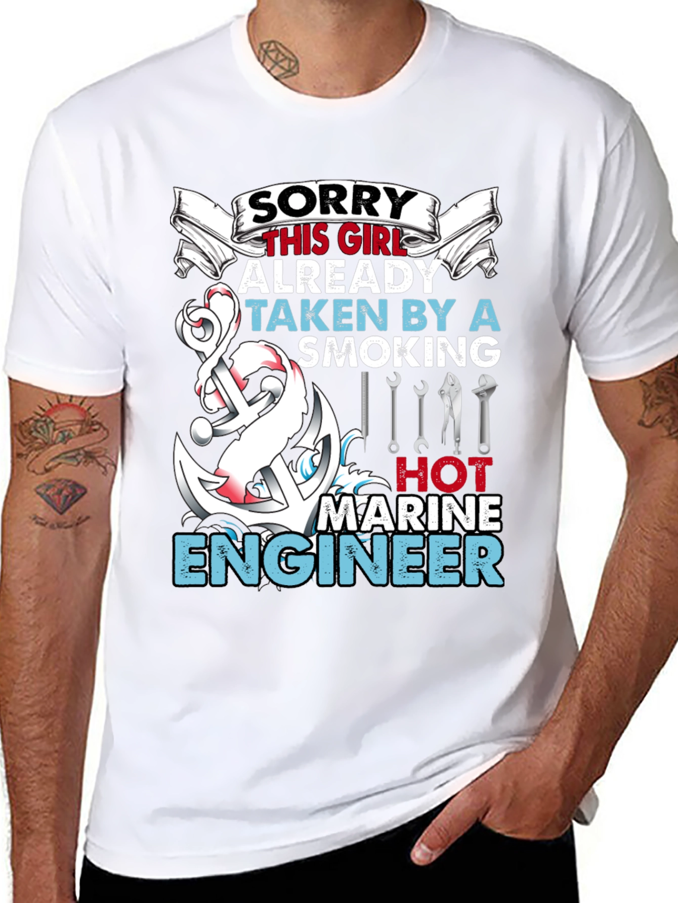 Black Sorry Girl Marine Engineer Graphic T-Shirt view 8