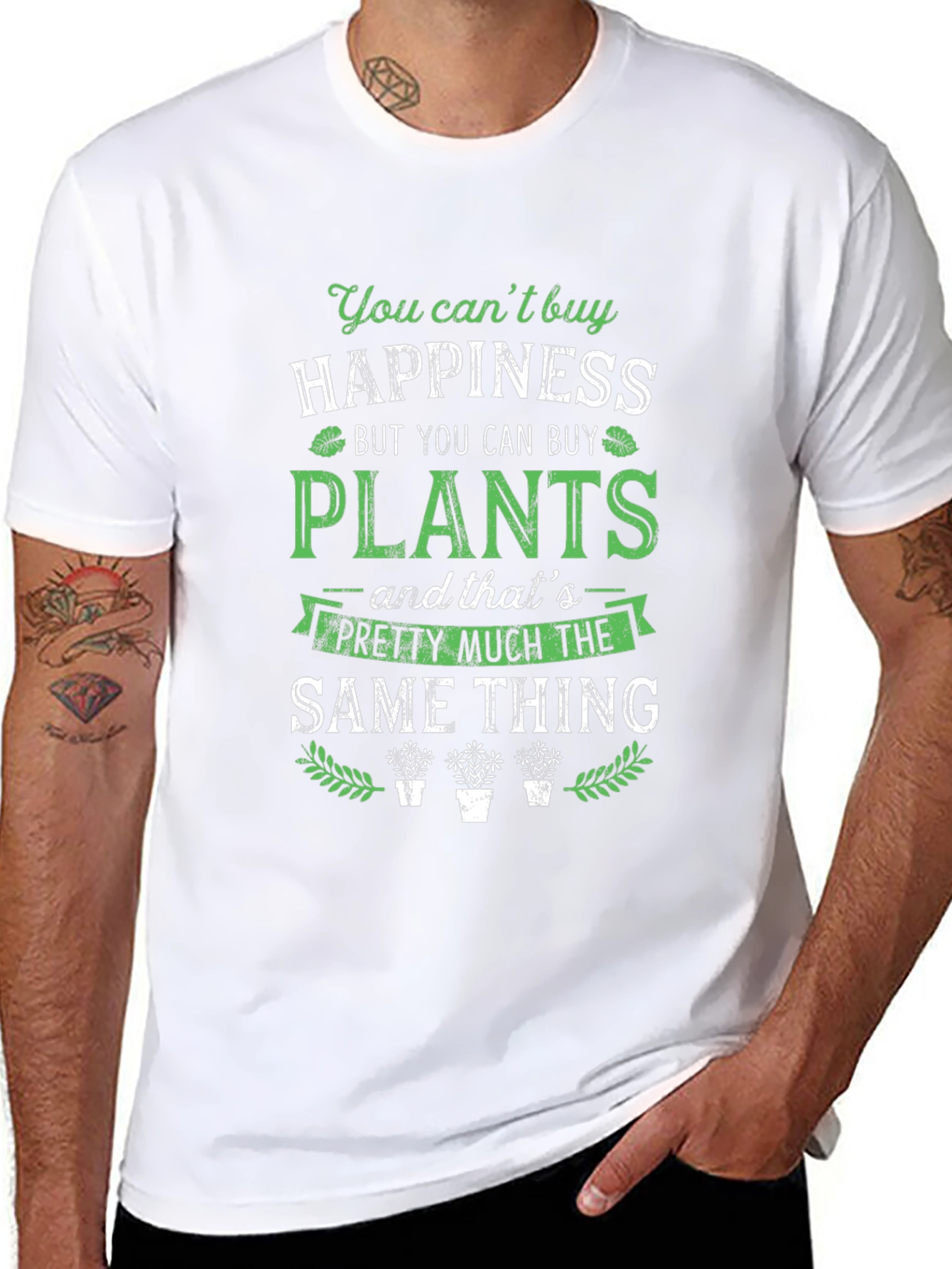 Black Happiness is Plants Graphic Tee view 8