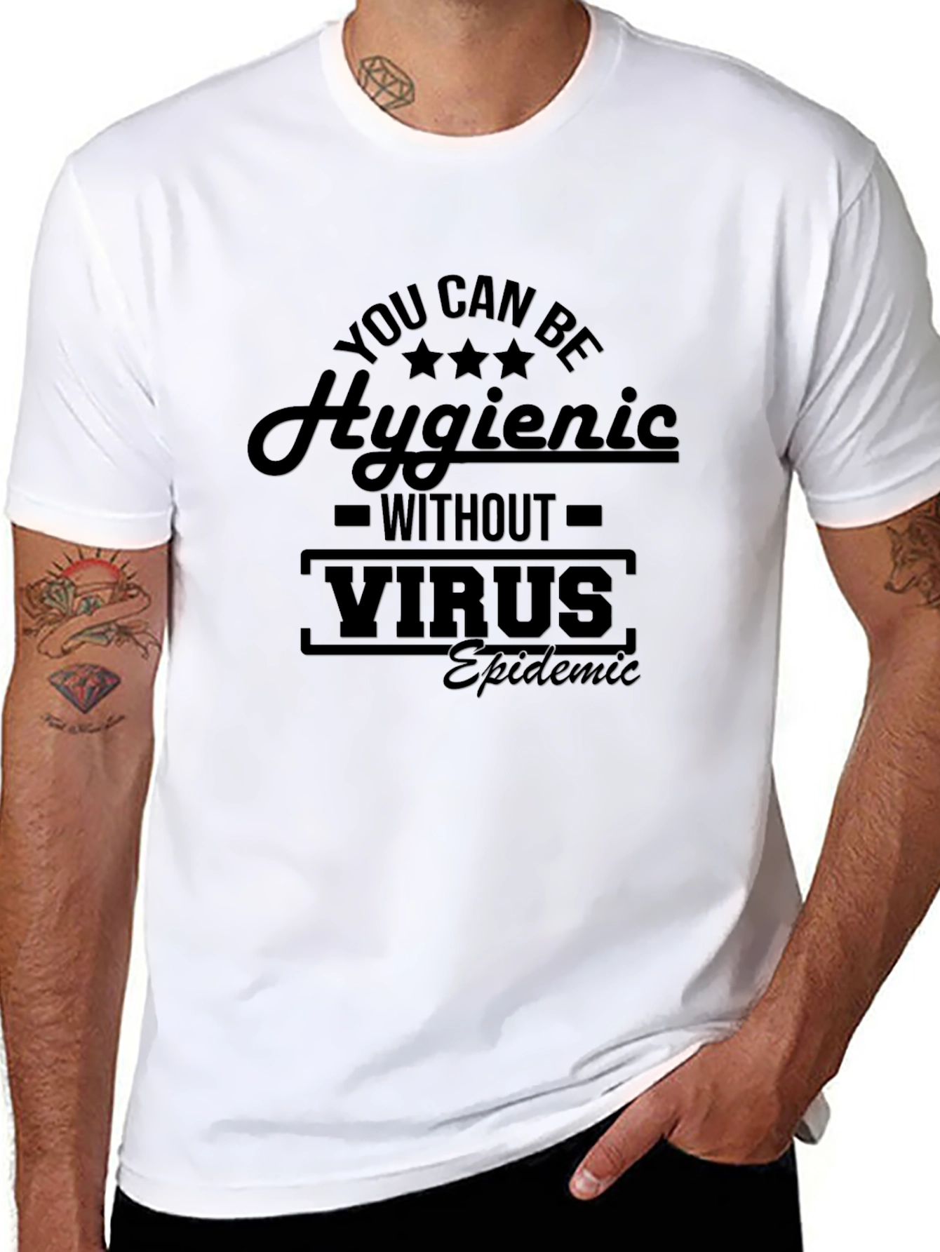 Black Hygienic Without Virus T-Shirt - Black view 8