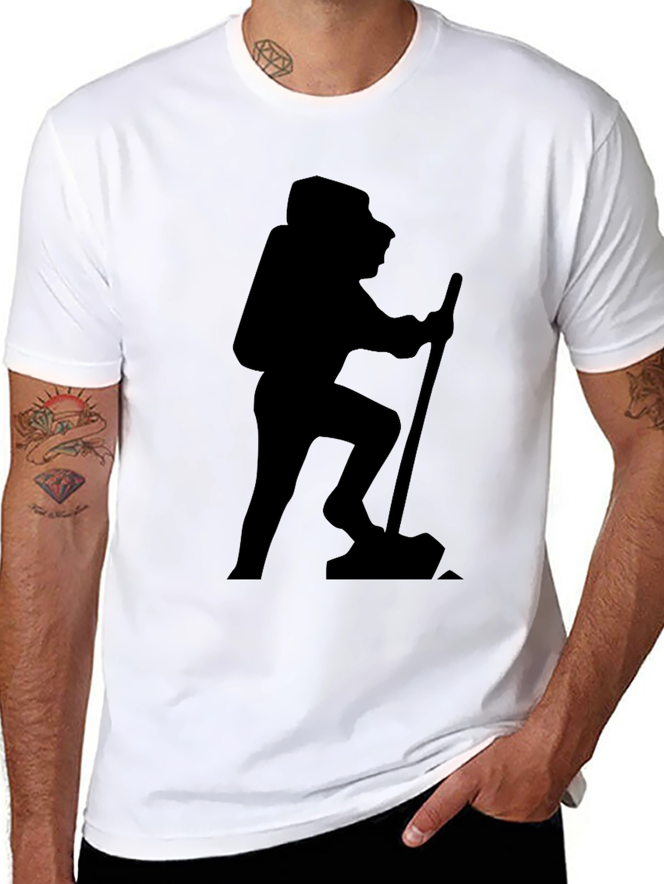 Black Hiking Silhouette Black T-Shirt view 8