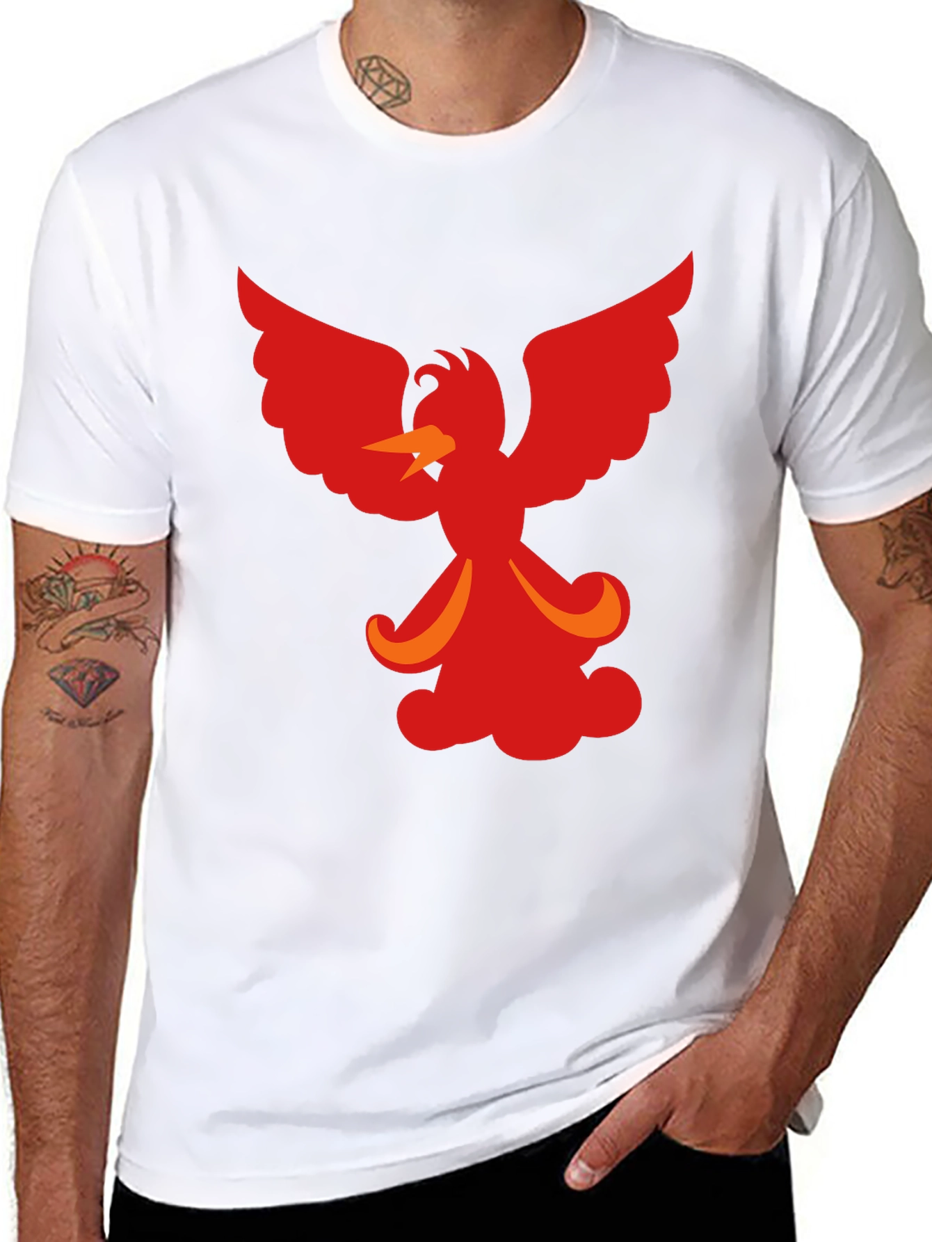 Black Fiery Phoenix Graphic Tee - Black Cotton Blend view 8