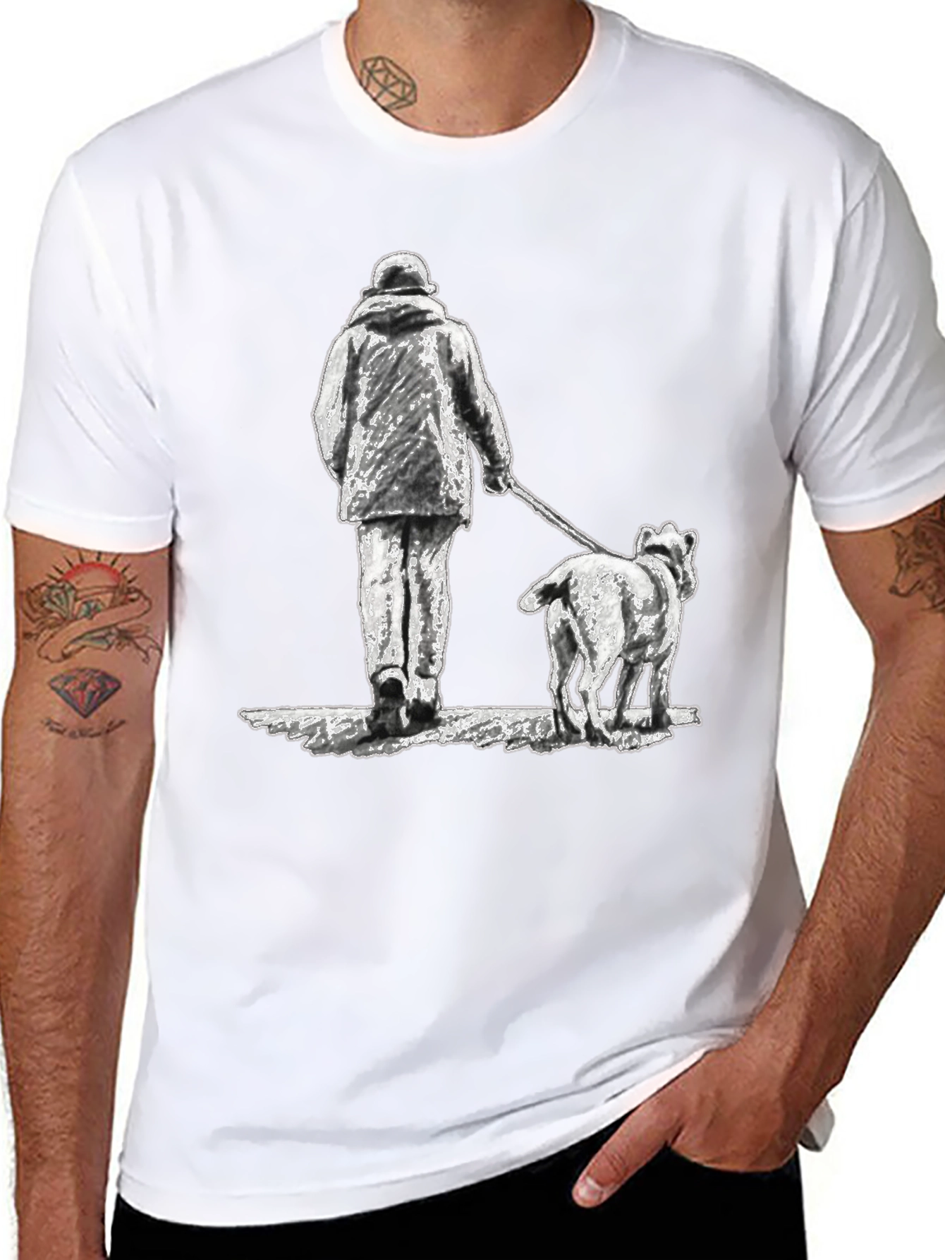 Black Dog Walk T-Shirt - Black Graphic Tee view 8