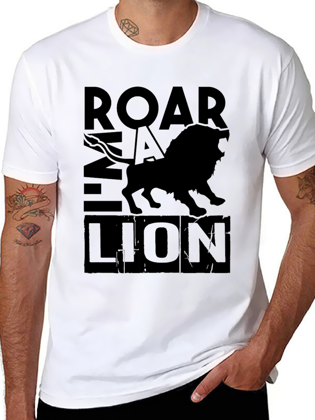 Black Roar Lion Black Graphic Tee view 8