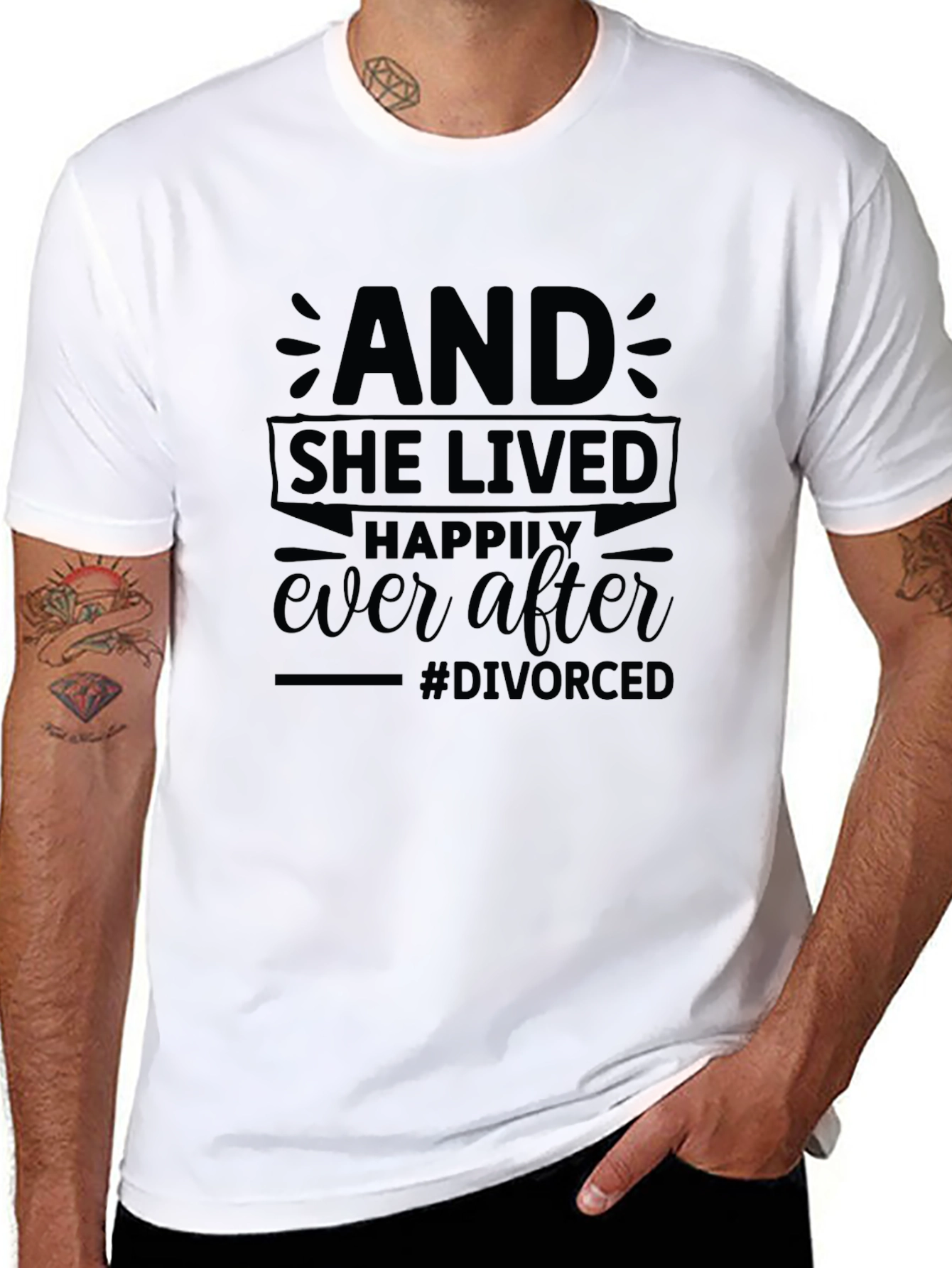 Black Divorced & Happy T-Shirt - Happily Ever After Tee view 8