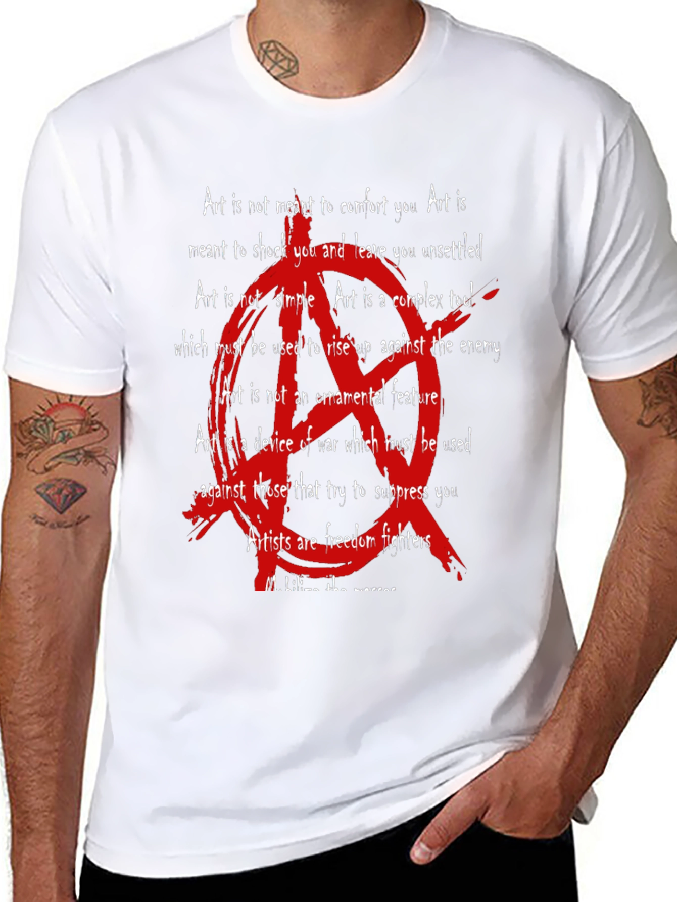 Black Anarchy Art Quote T-Shirt - Freedom Fighters Tee view 8