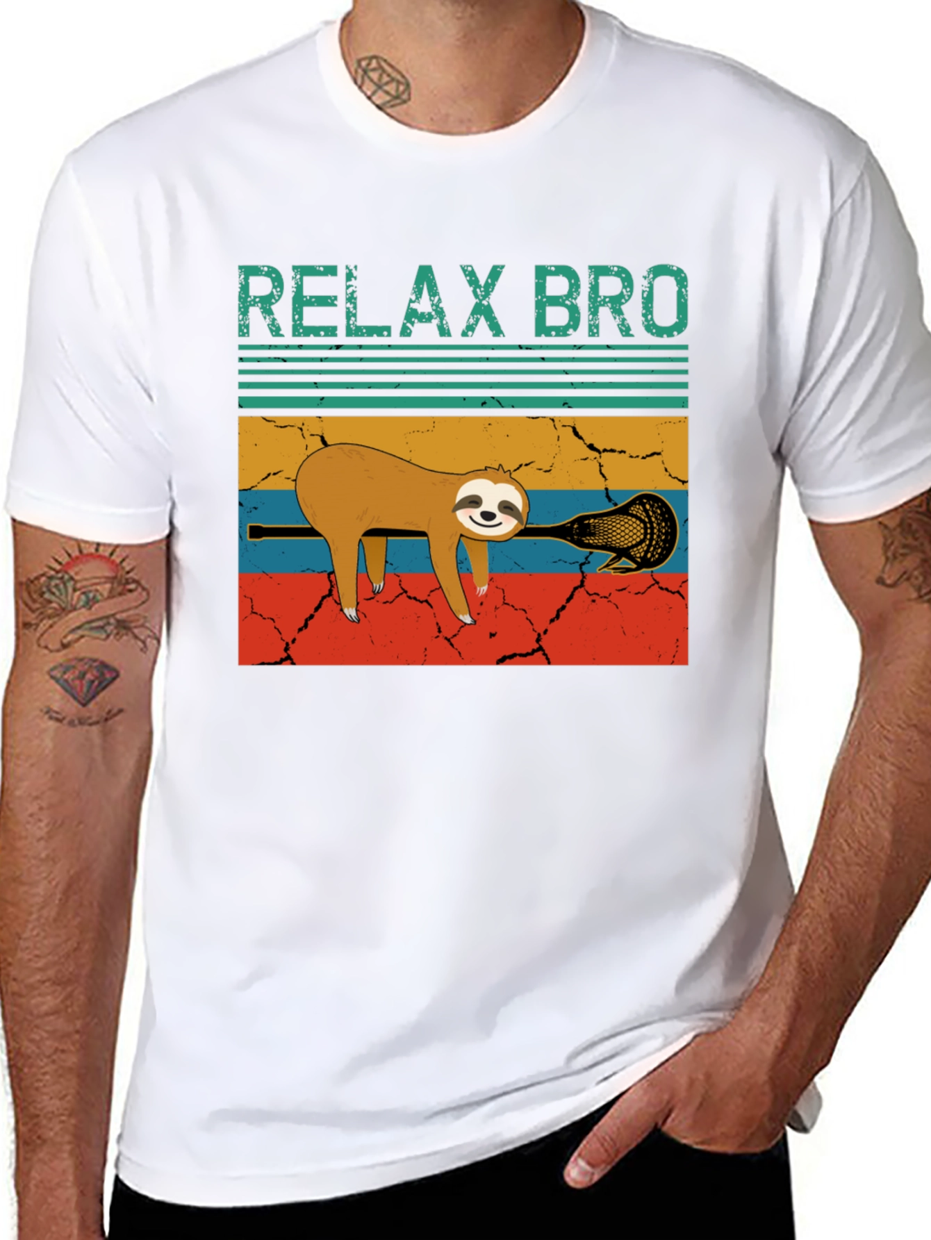 Black Relax Bro Sloth Lacrosse Graphic Tee view 8