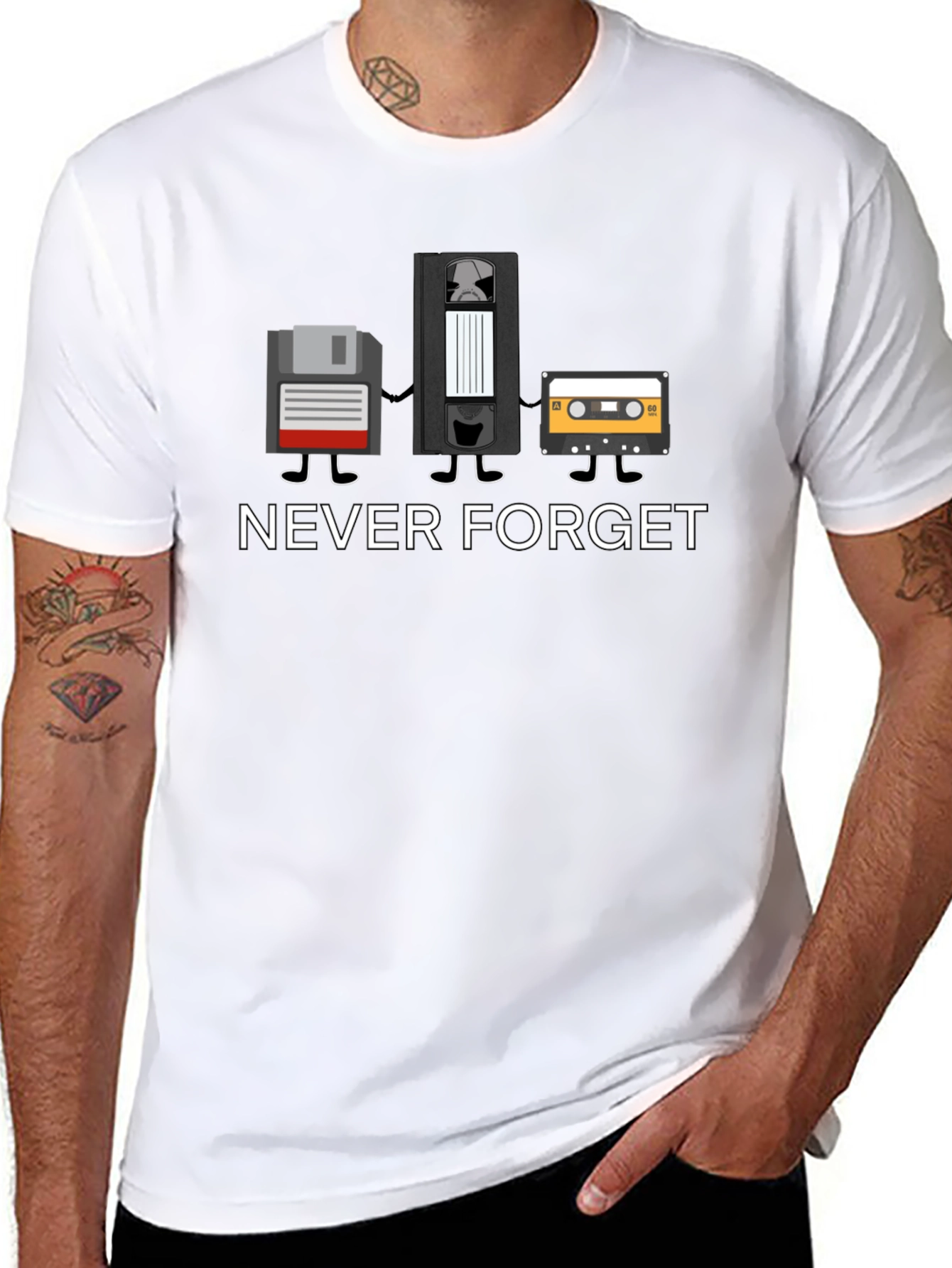Black Never Forget Retro Tech T-Shirt view 8