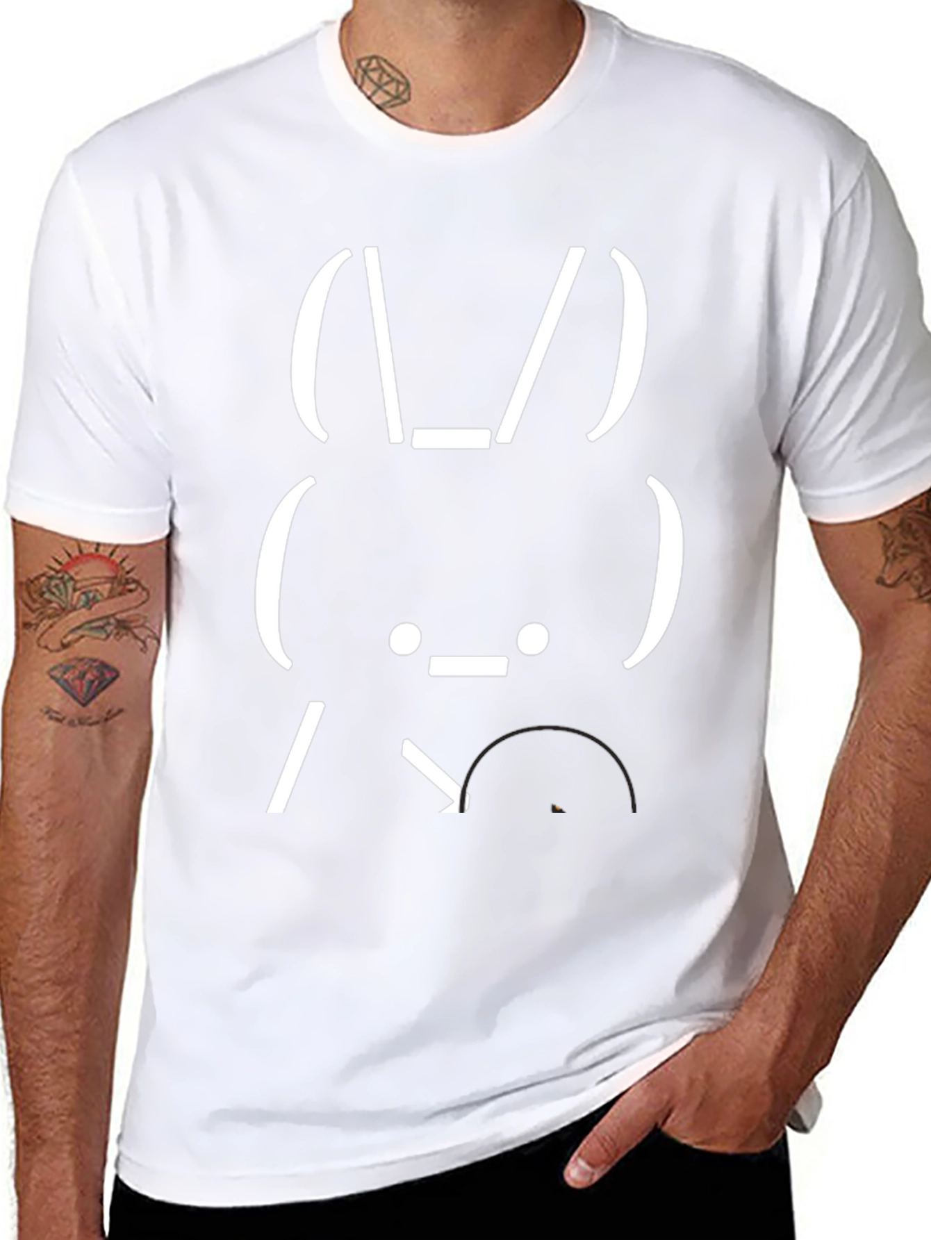 Black Funny Bunny ASCII Art Graphic T-Shirt - Black view 8
