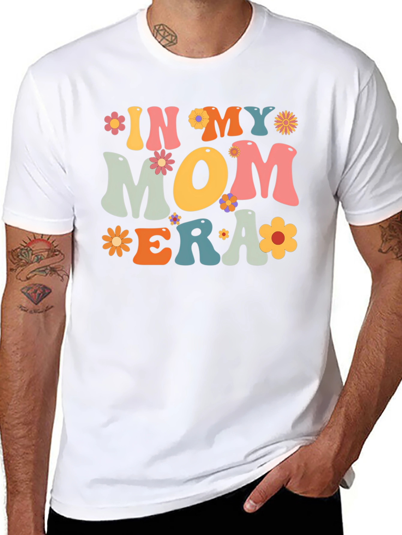 Black In My Mom Era Graphic Tee - Retro Floral T-Shirt view 8