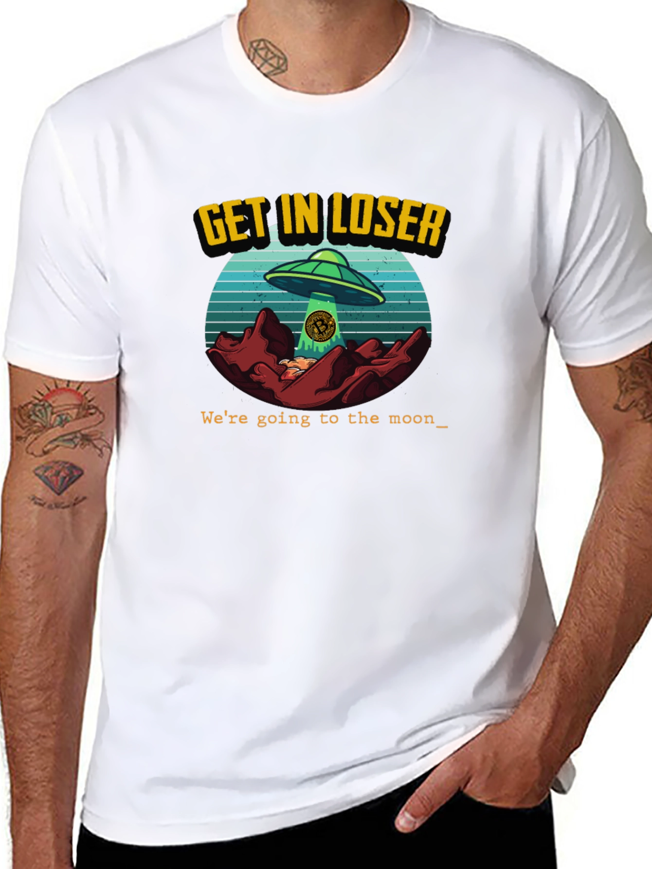 Black Get In Loser - UFO Bitcoin T-Shirt view 8