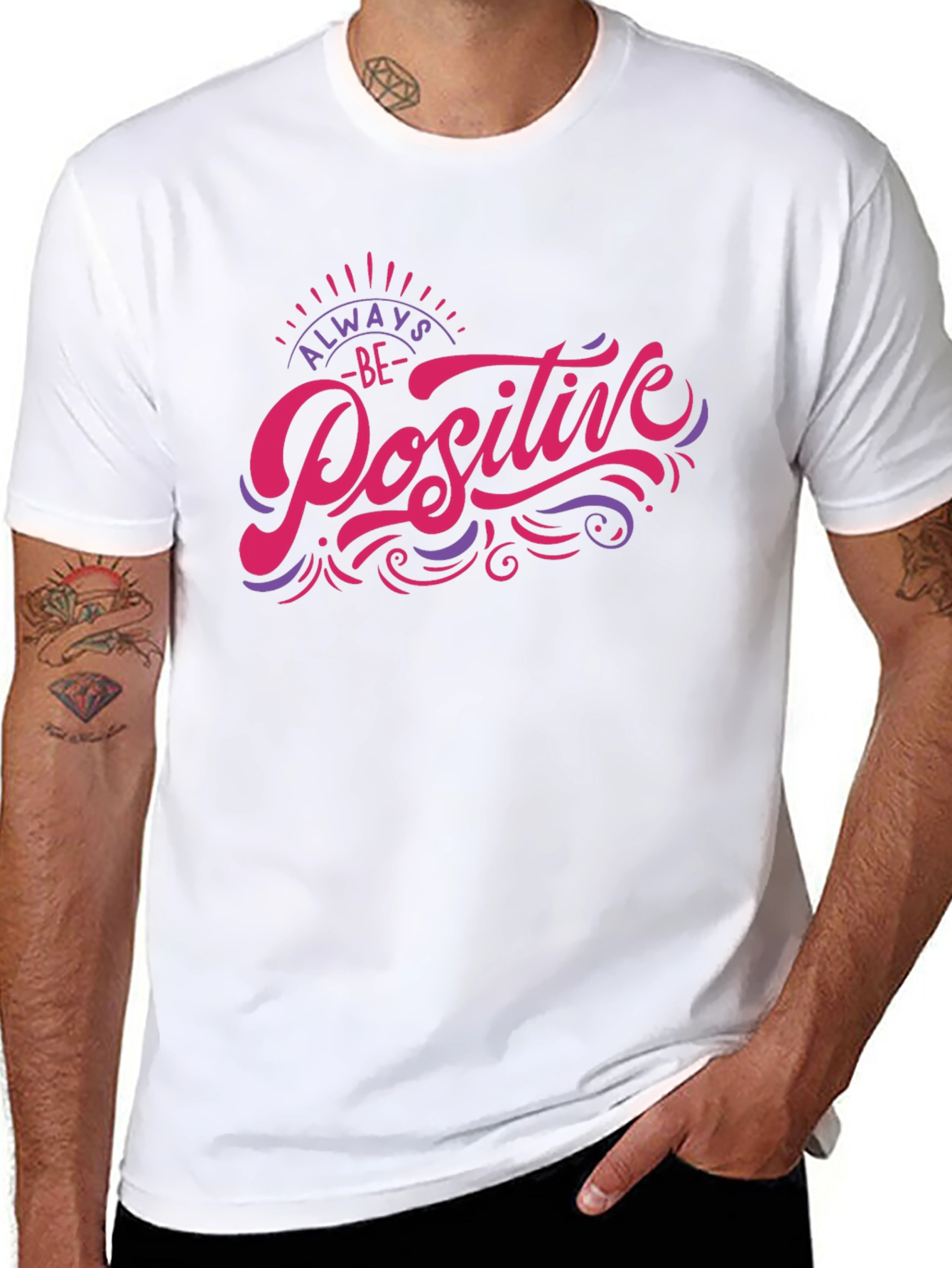 Black Always Be Positive Graphic Tee - Motivational Black T-Shirt view 8
