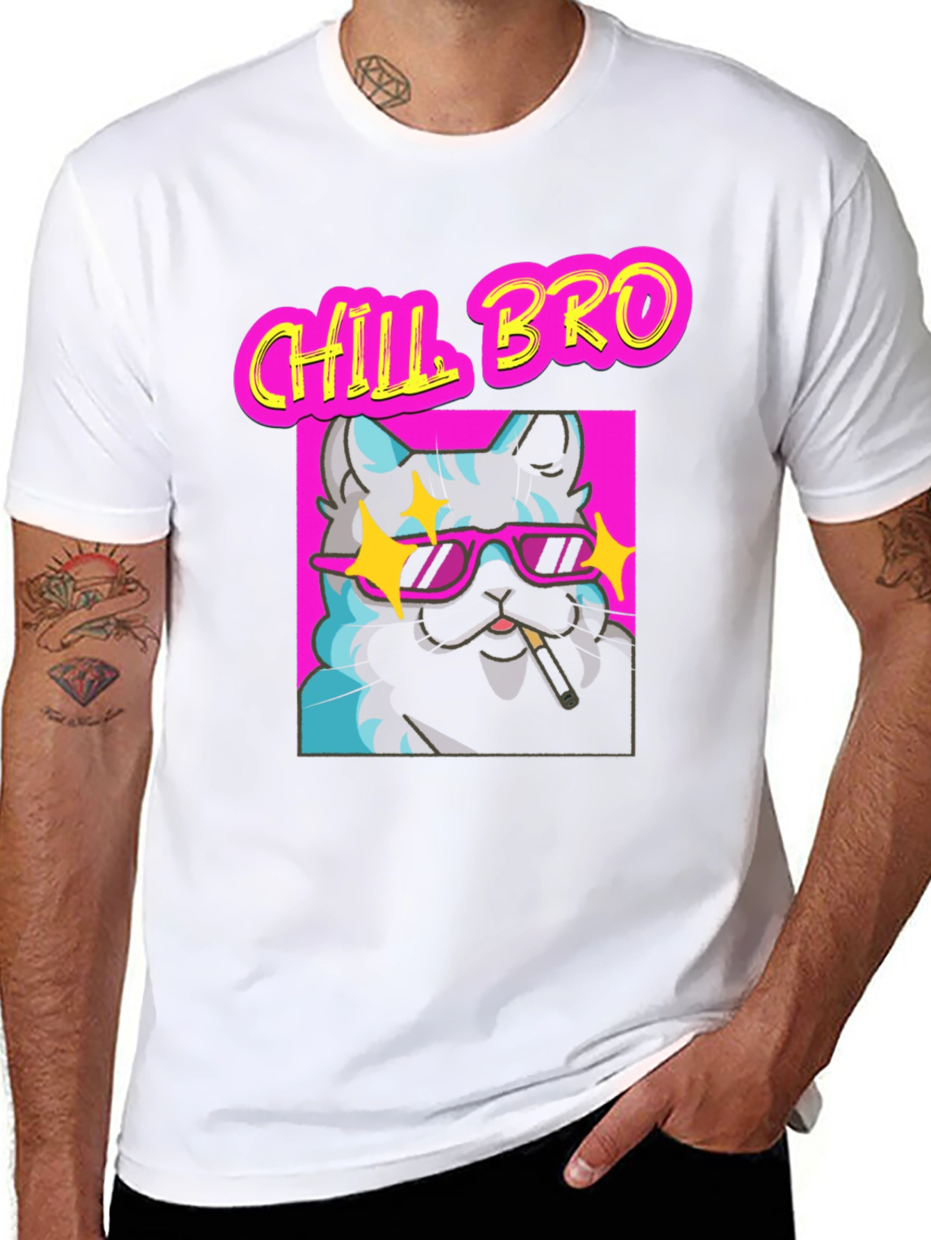 Black Chill Bro Cat Graphic T-Shirt - Relaxed Fit view 8