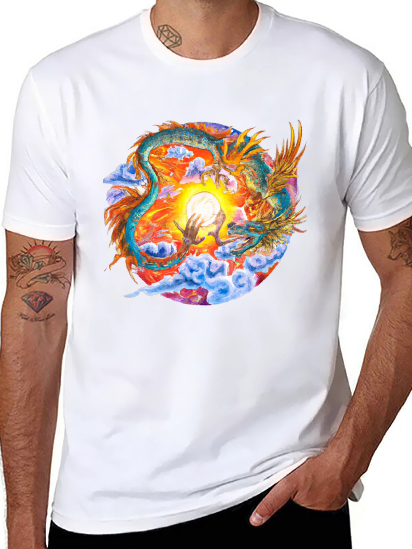 Black Dragon & Moon Graphic Tee - Celestial Style view 8