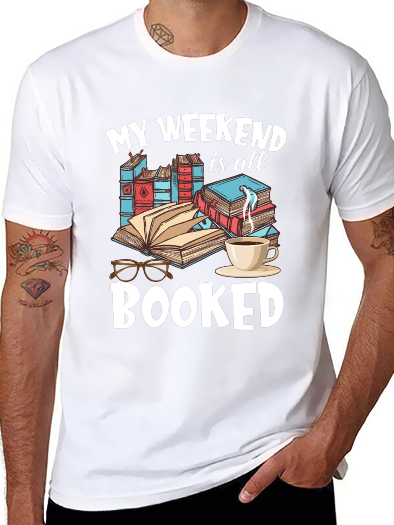 Black My Weekend is Booked T-Shirt - Reader Tee view 8