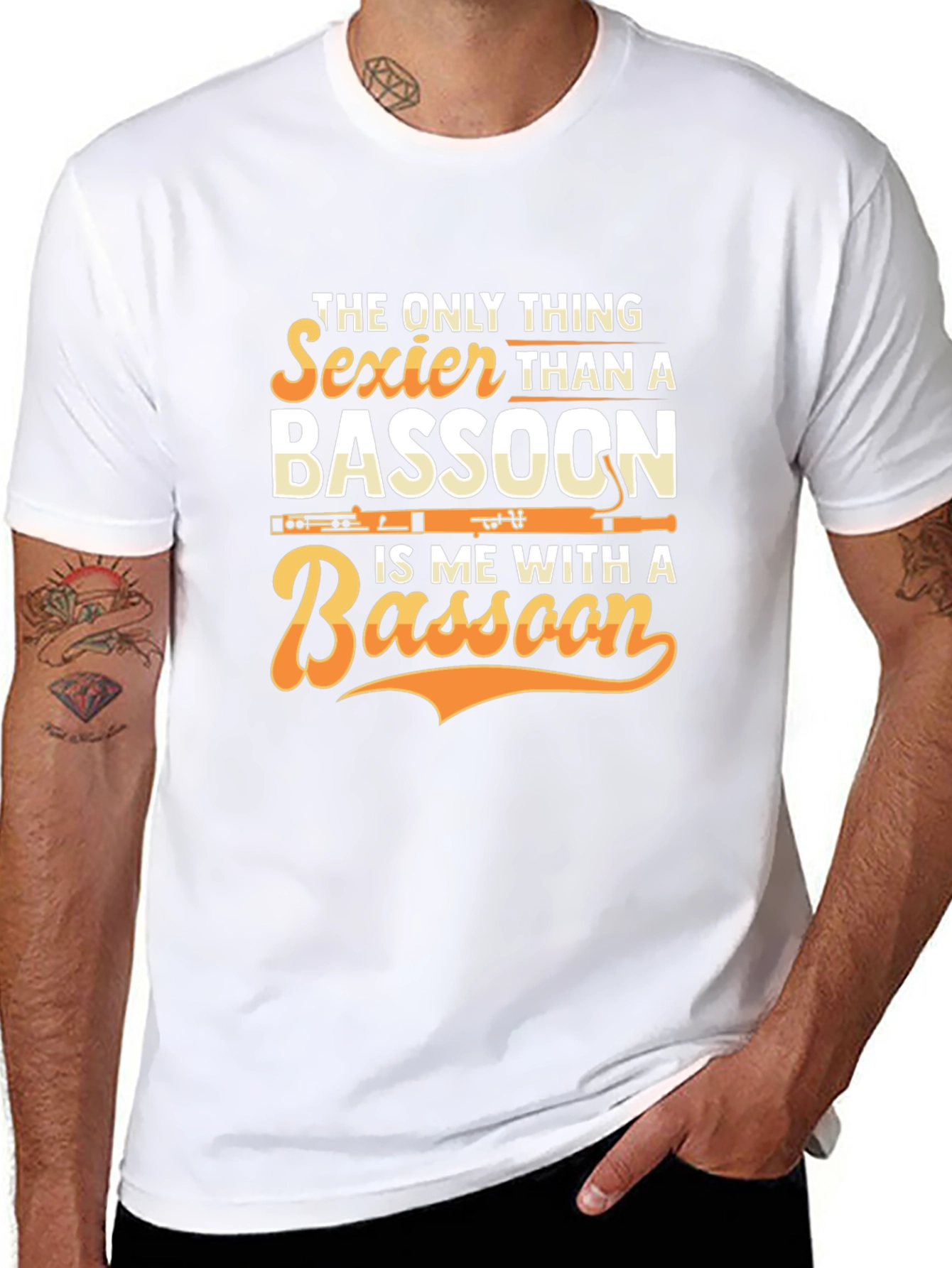 Black Bassoon Player T-Shirt - Sexier Than A Bassoon Funny Tee view 8