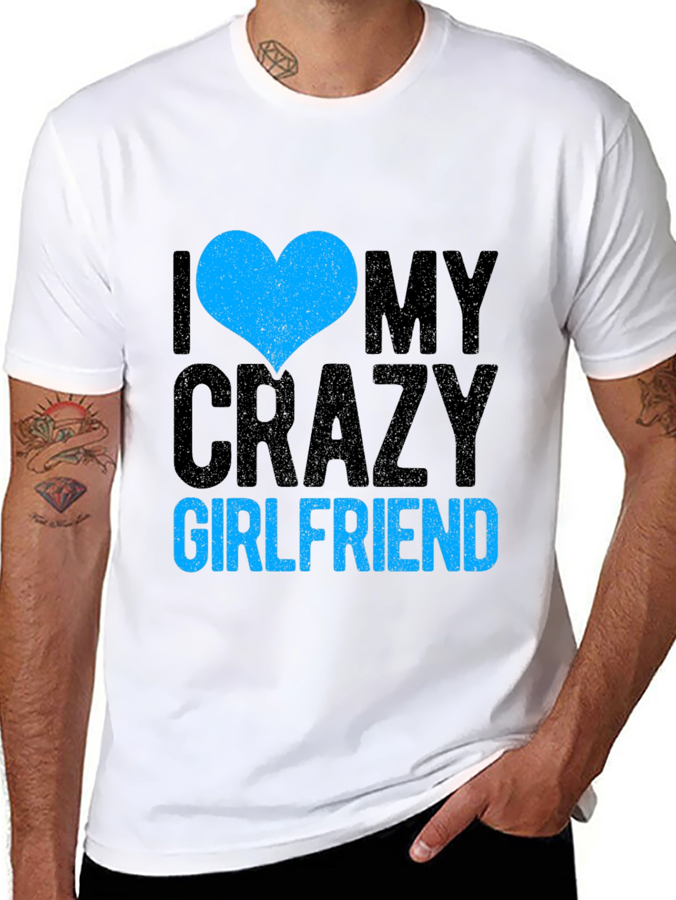 Black I Heart My Crazy Girlfriend - Novelty T-Shirt view 8