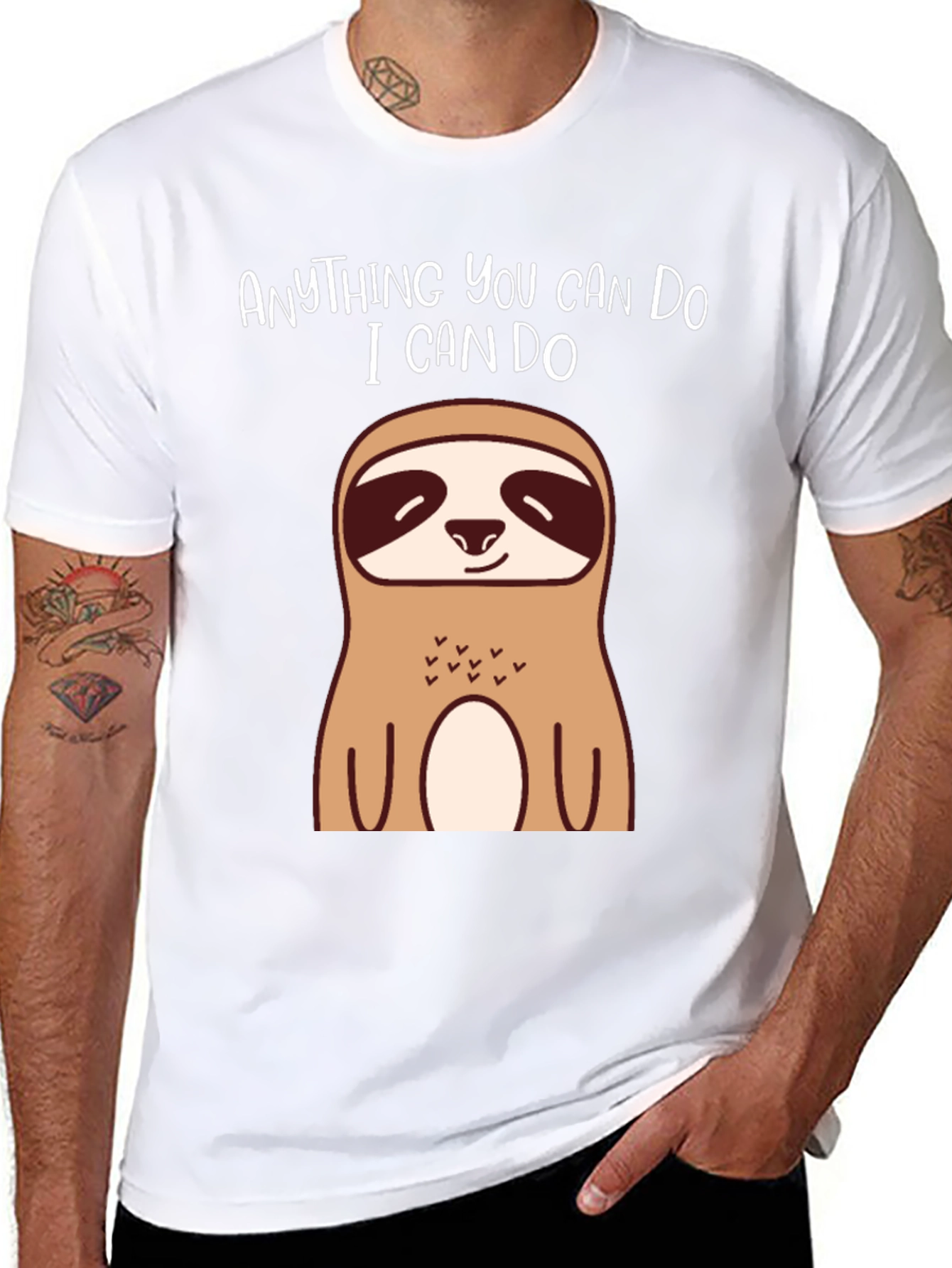 Black Funny Sloth T-Shirt - Anything You Can Do, I Can Do view 8