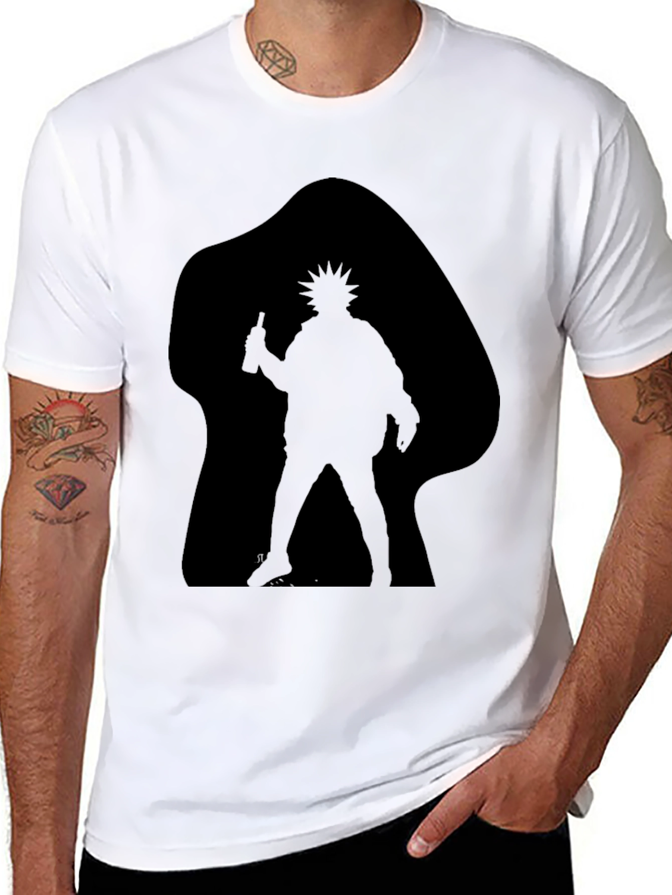 Black Silhouette Rick T-Shirt - Men's Black Graphic Tee view 8