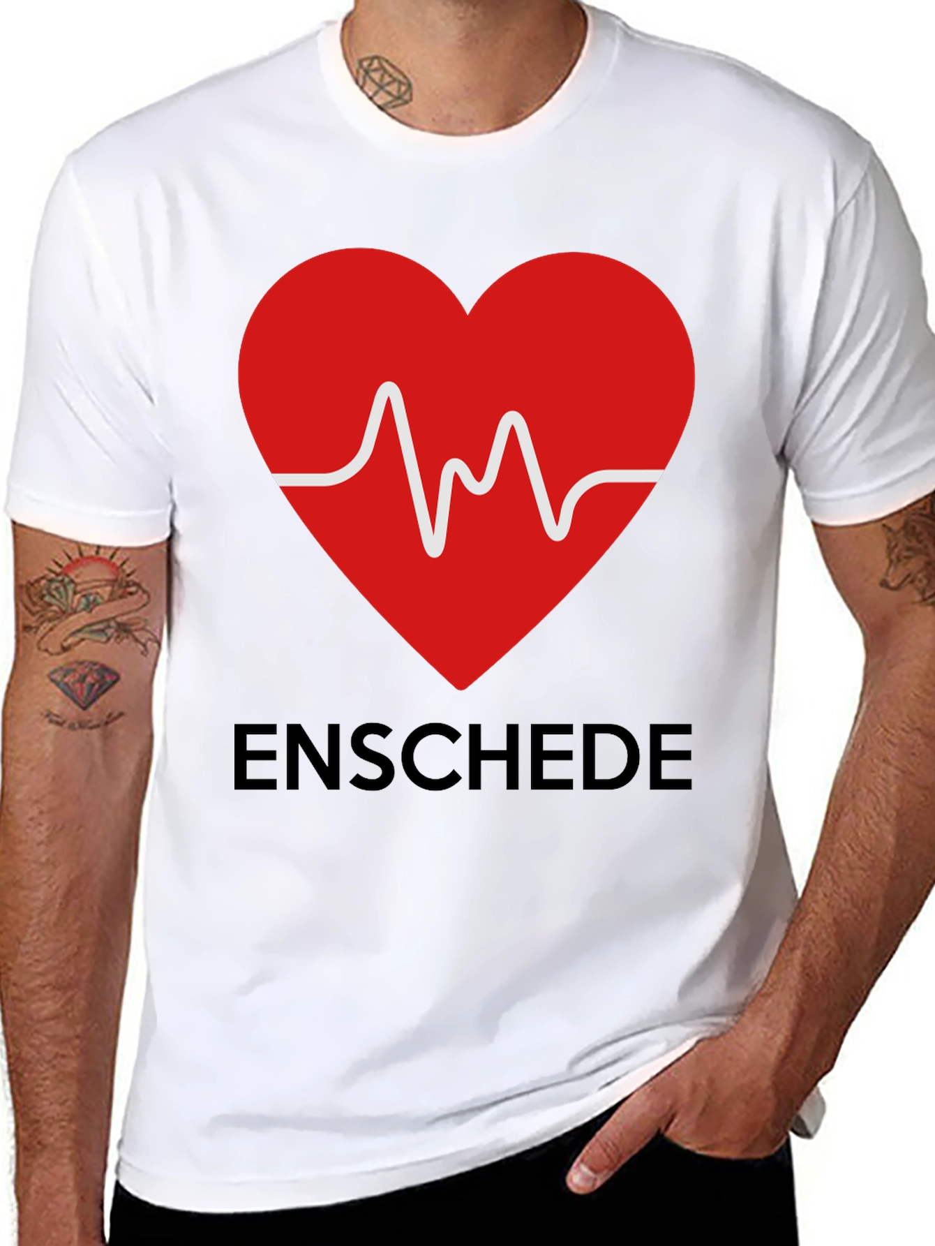 Black Enschede Heartbeat Graphic Tee - Soft Cotton Blend view 8