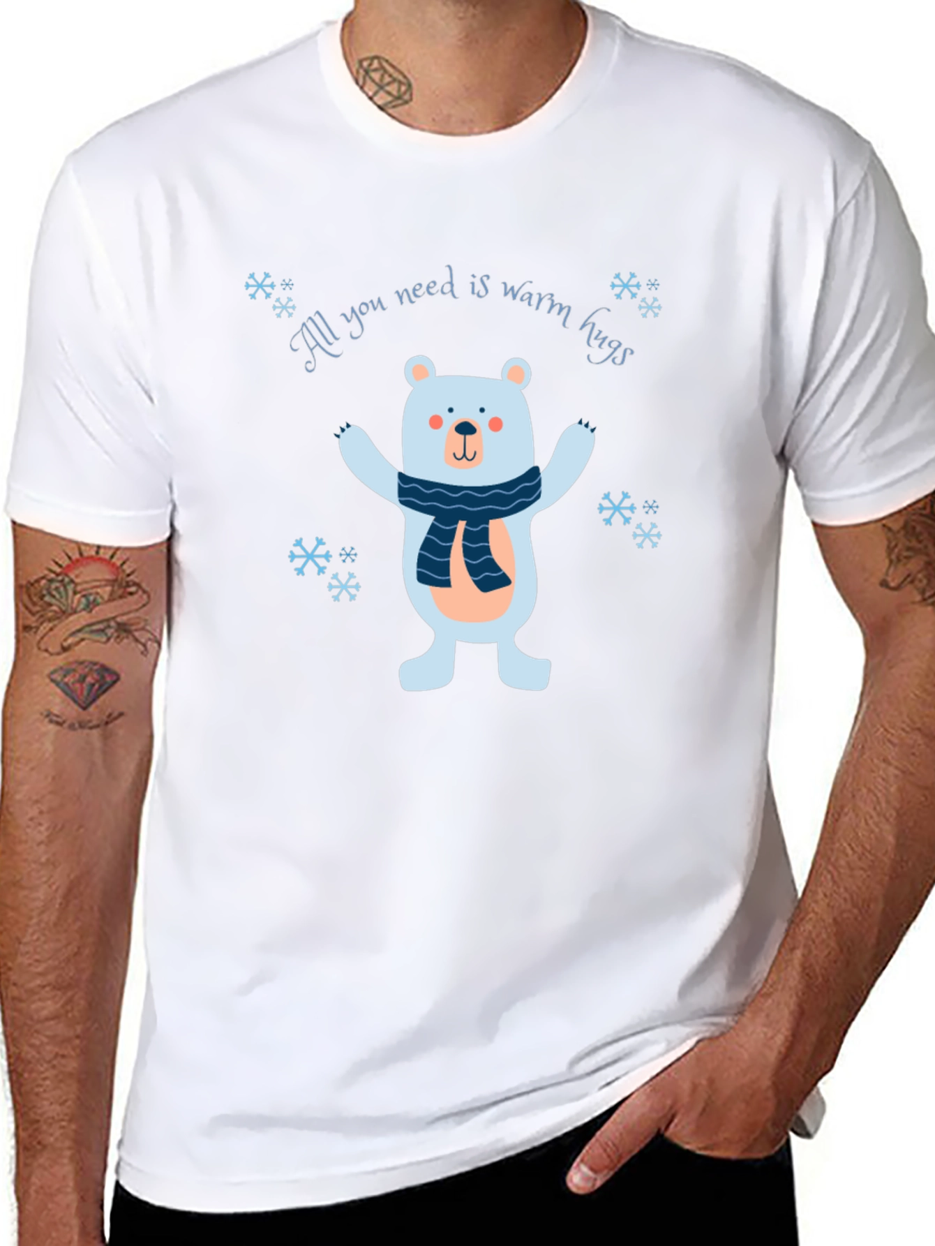 Black Warm Hugs Bear Graphic Tee - Cozy Winter Style view 8