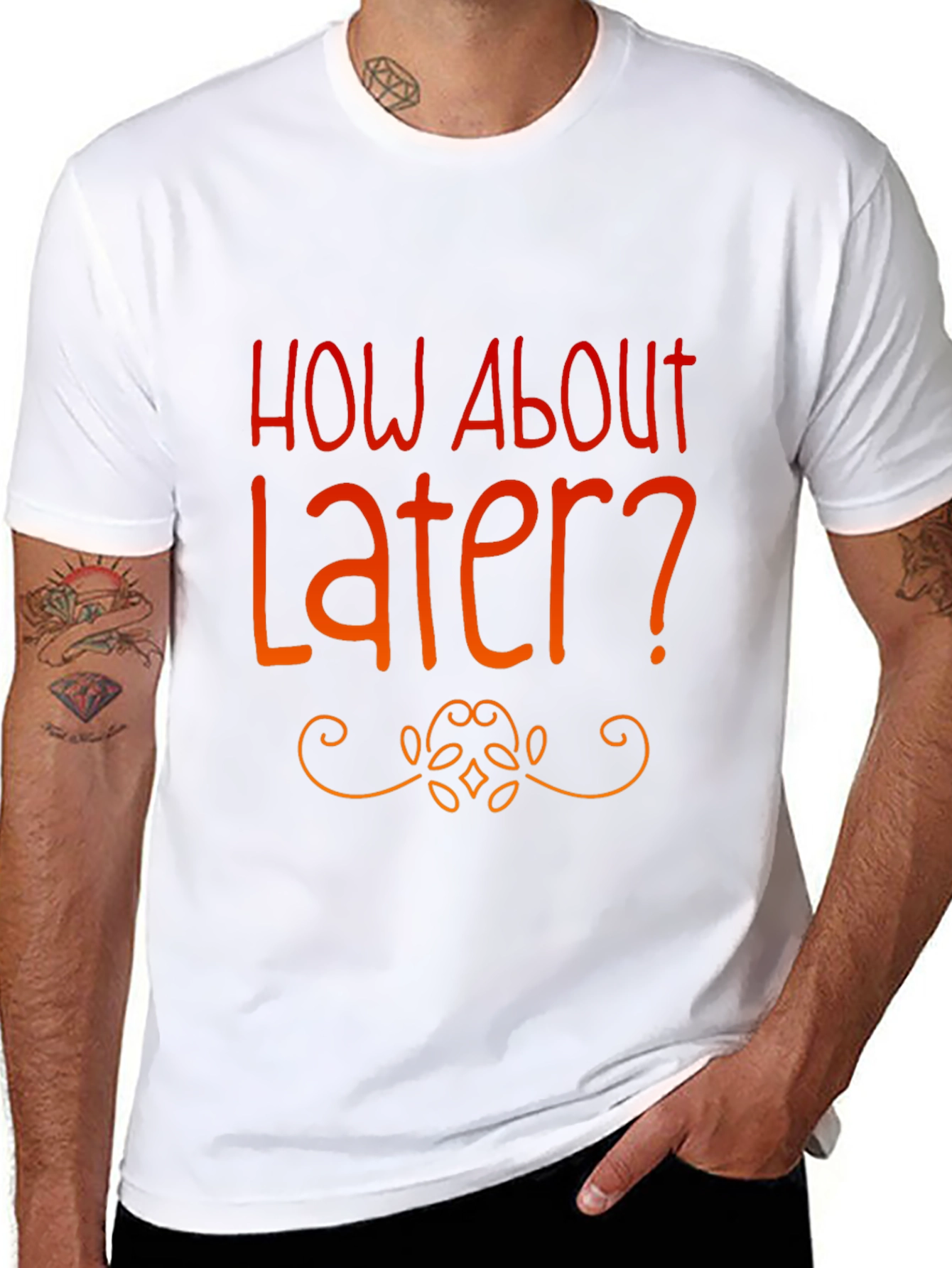 Black How About Later? Graphic Tee -  Funny Casual T-Shirt view 8