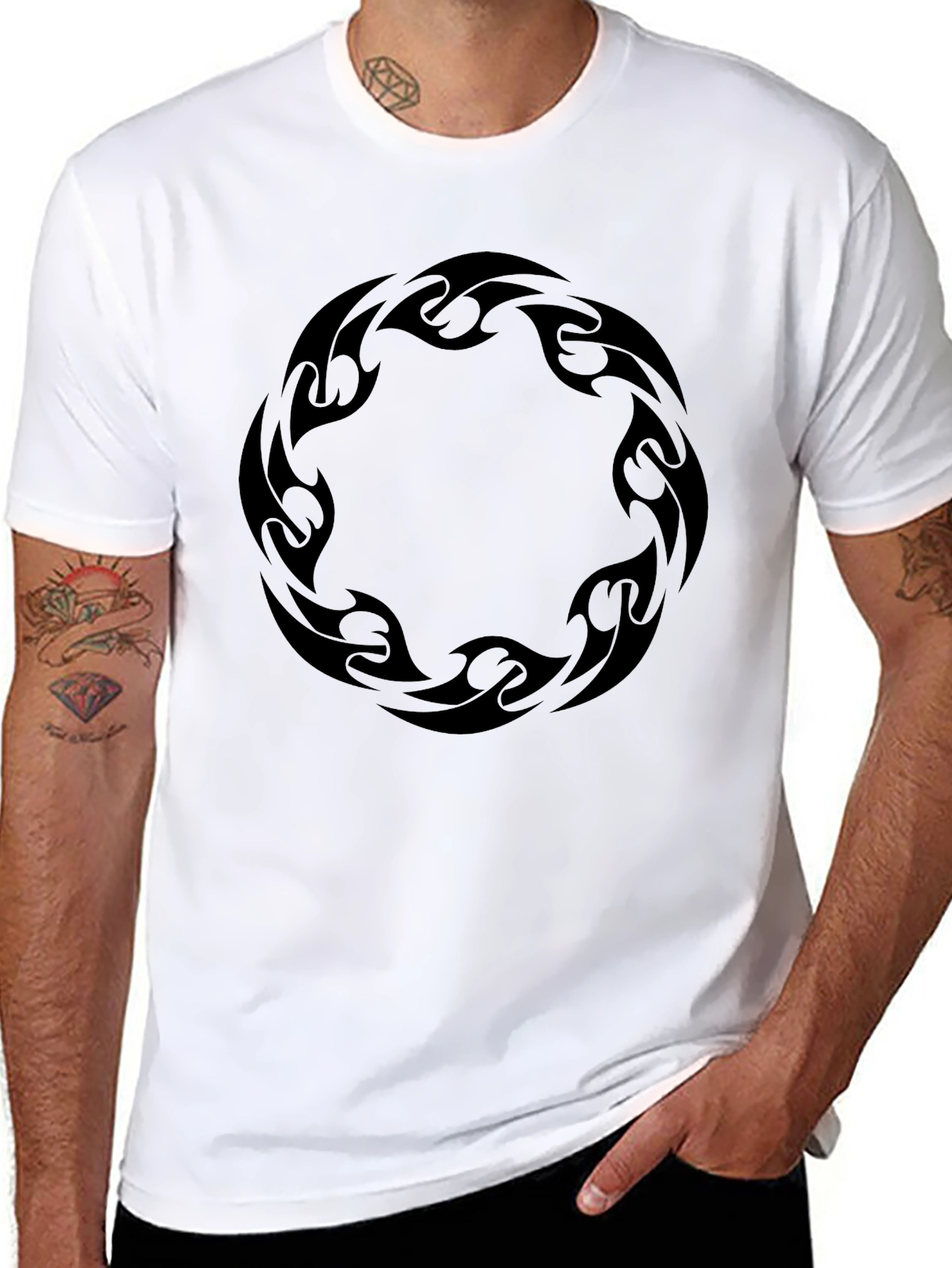 Tribal Circle Graphic Tee - Stylish Black T-Shirt - 8