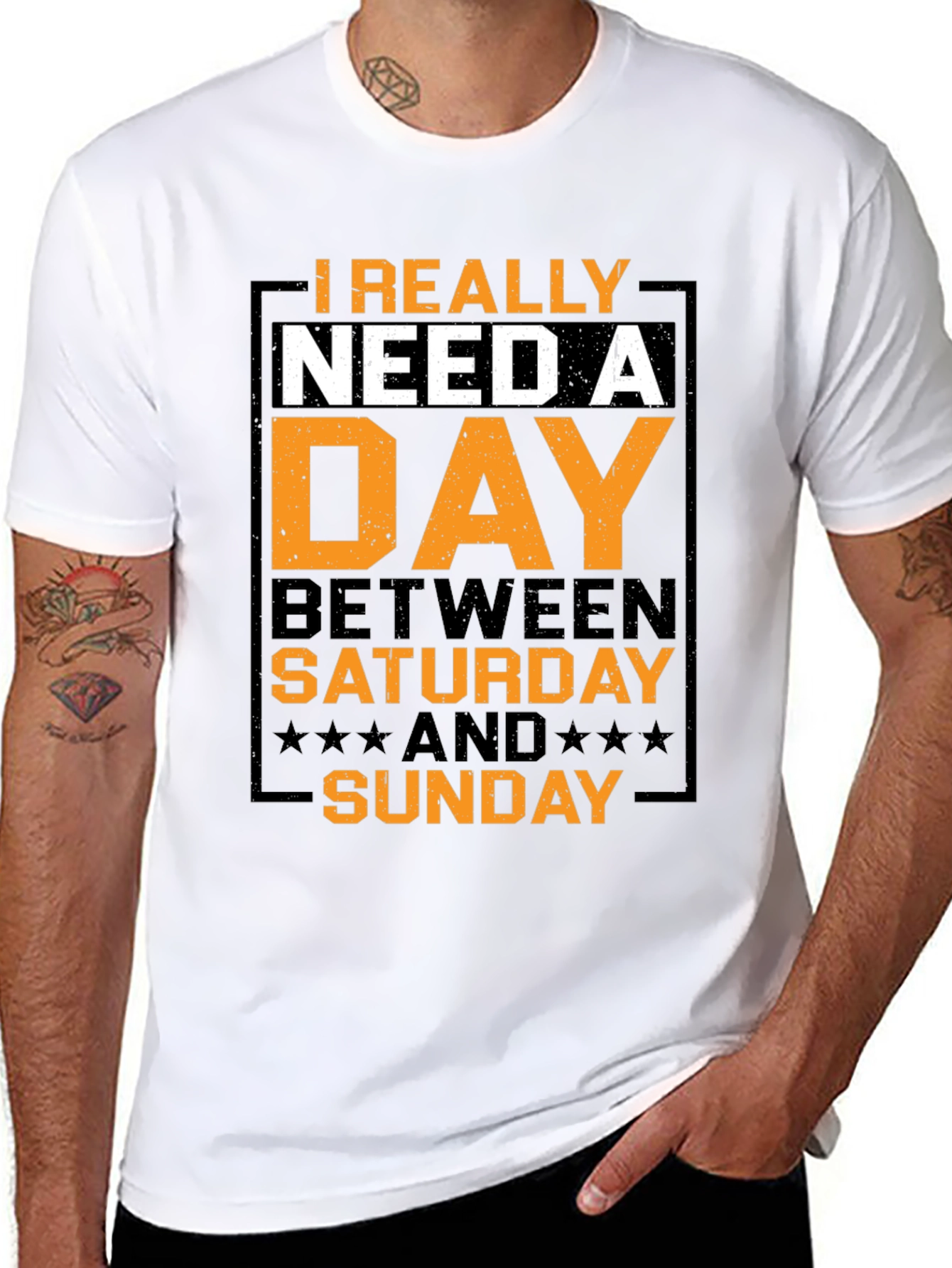 Black Humorous "Day Between" Graphic T-Shirt view 8
