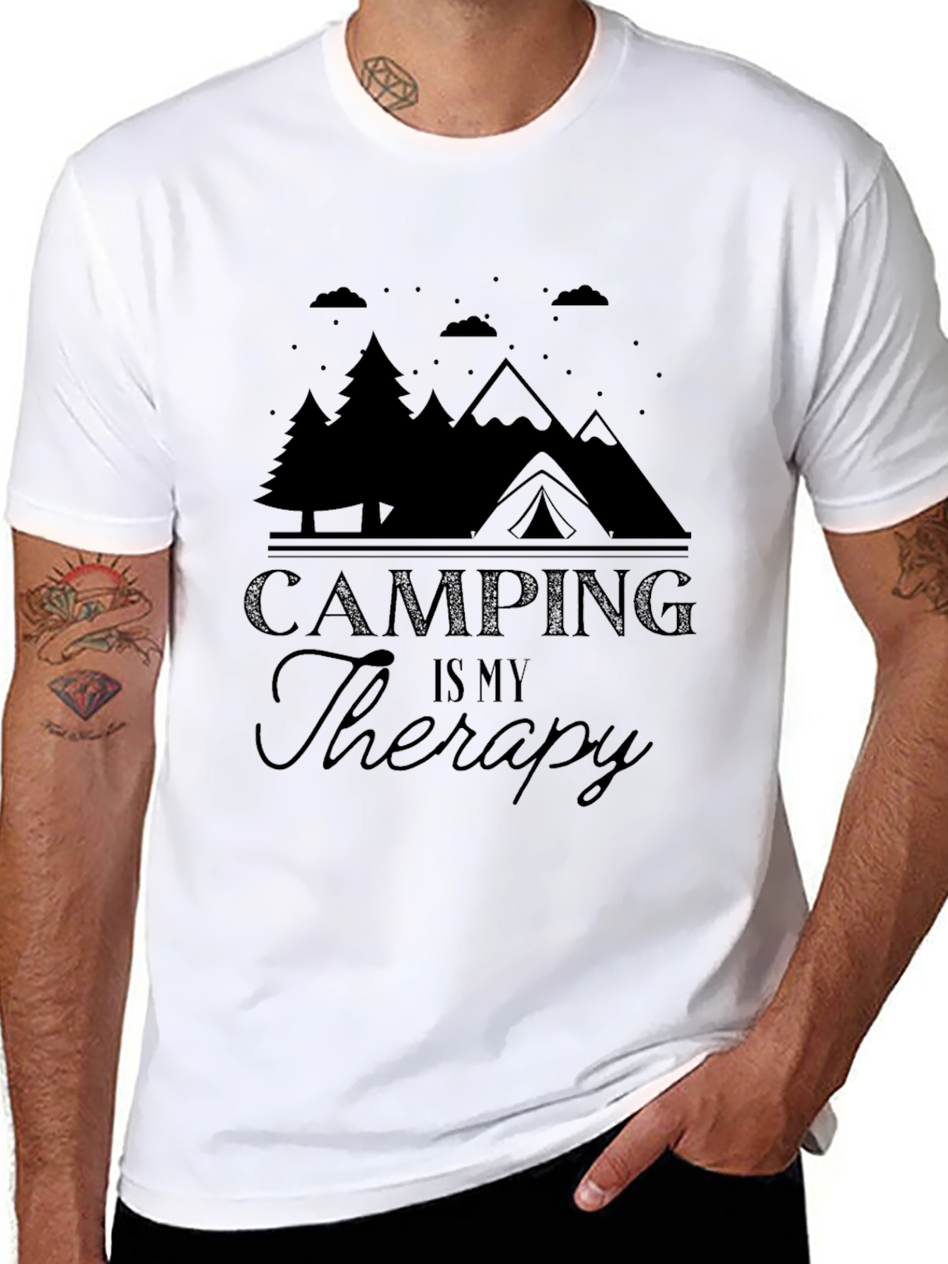 Black Camping Is My Therapy T-Shirt view 8