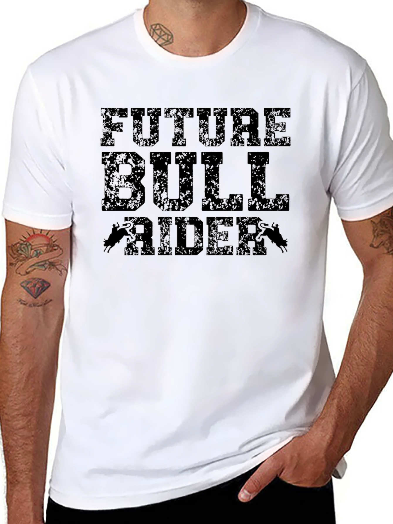 Black Future Bull Rider Black Graphic Tee view 8
