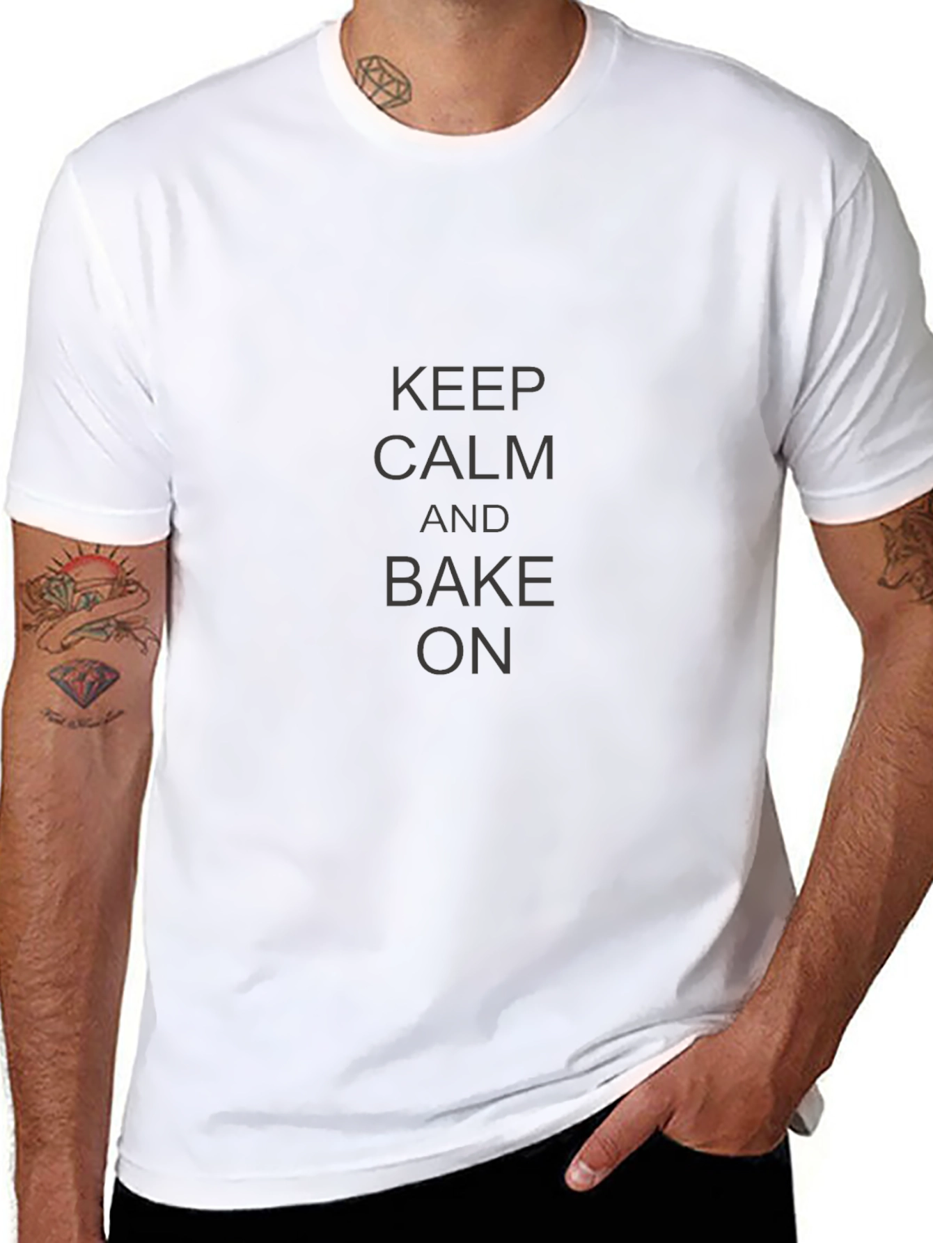 Black Keep Calm and Bake On - Men's Black T-Shirt view 8