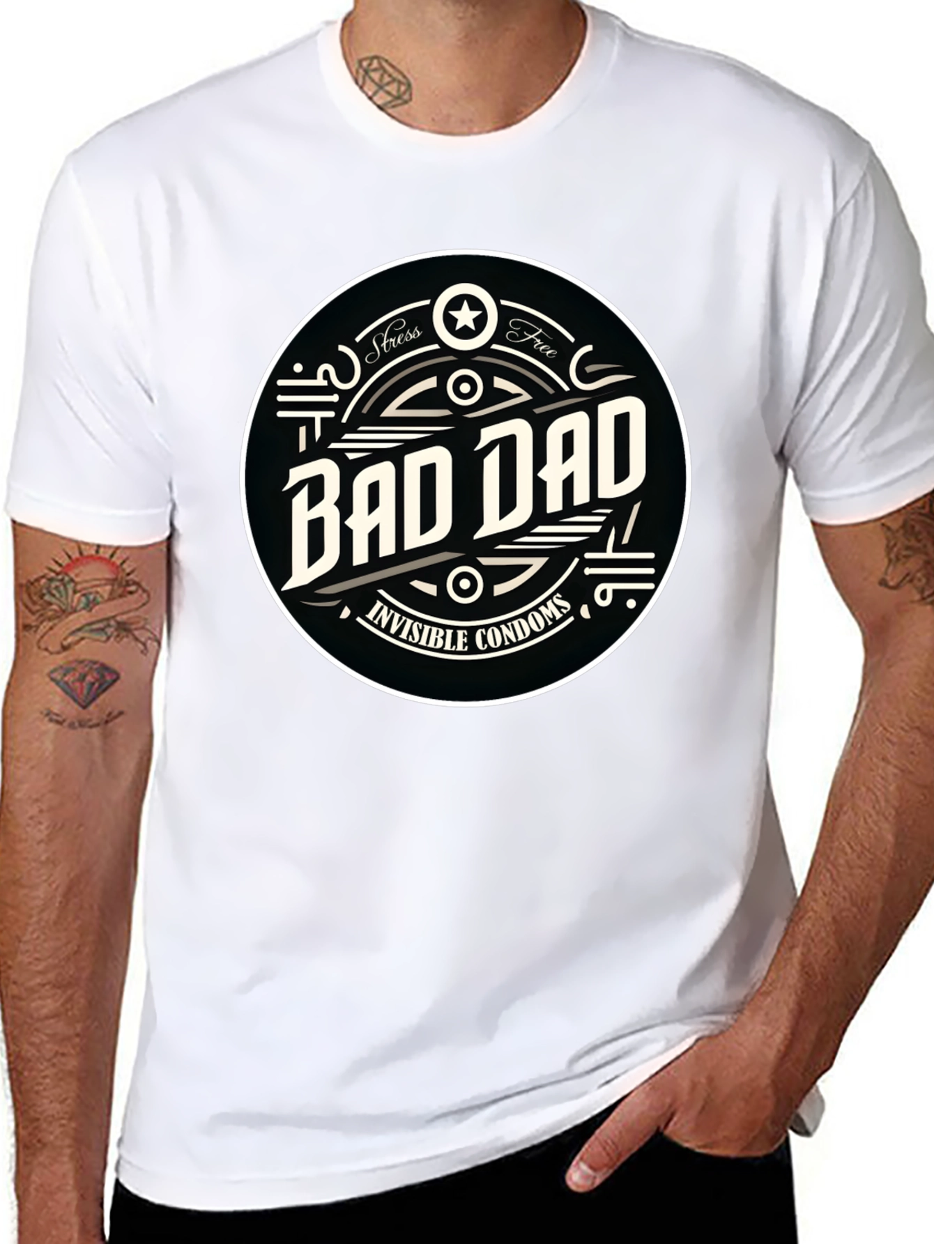Black Bad Dad Funny Graphic T-Shirt view 8