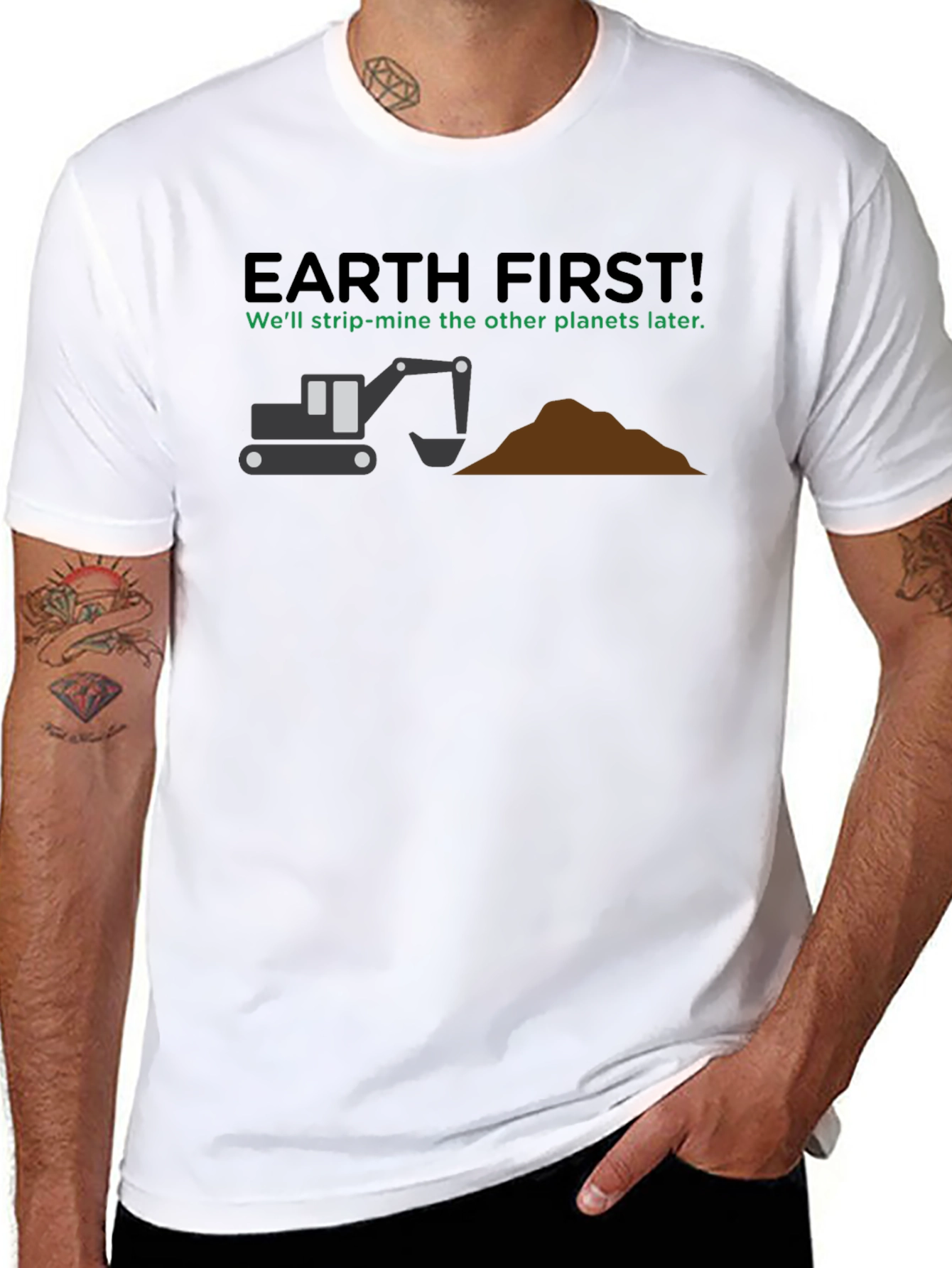 Black Earth First Strip Mine T-Shirt: Funny Graphic Tee view 8