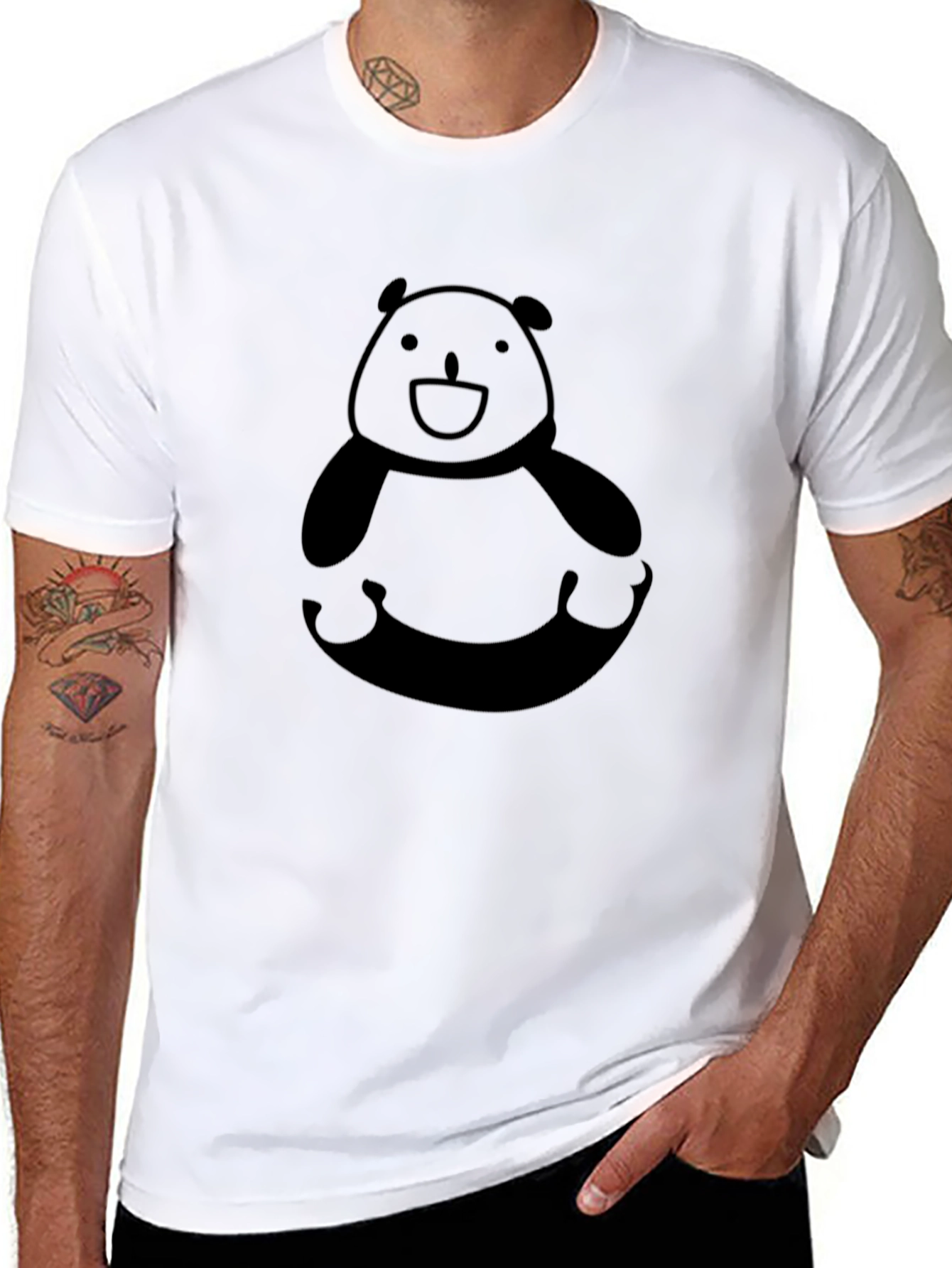 Black Panda Graphic Black T-Shirt - Casual Comfort view 8