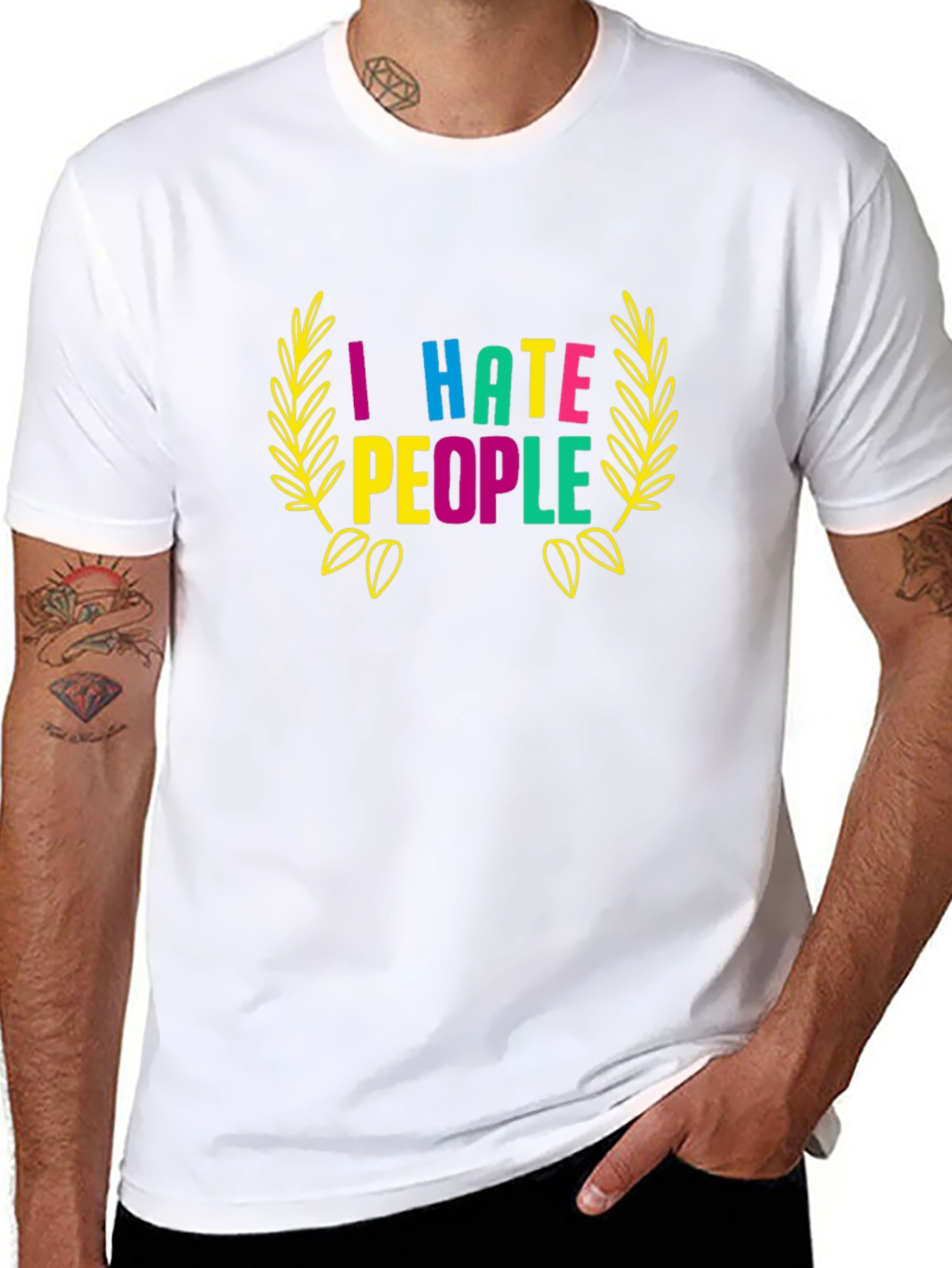 Black I Hate People Graphic Tee - Black Cotton T-Shirt view 8