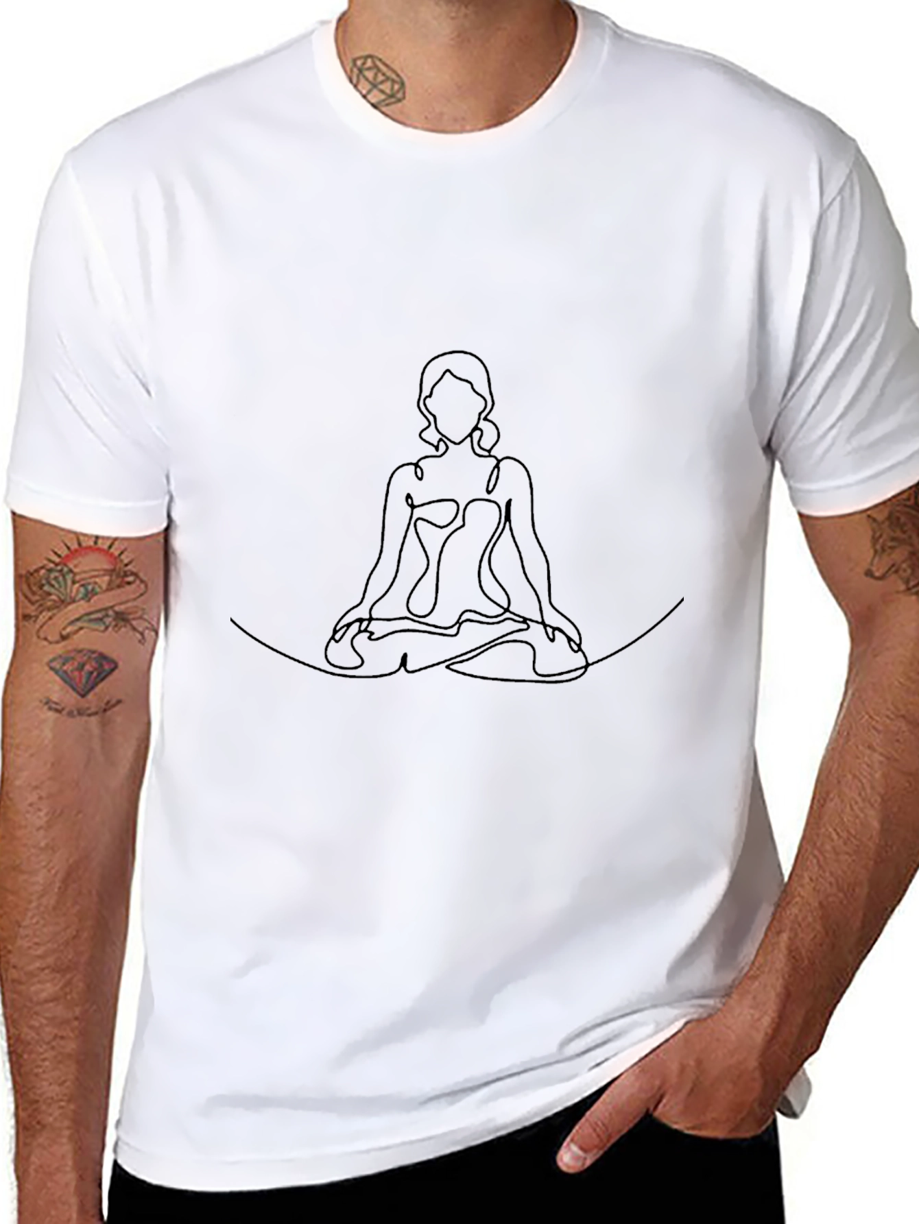 Black Yoga Pose Graphic Tee - Minimalist Design view 8