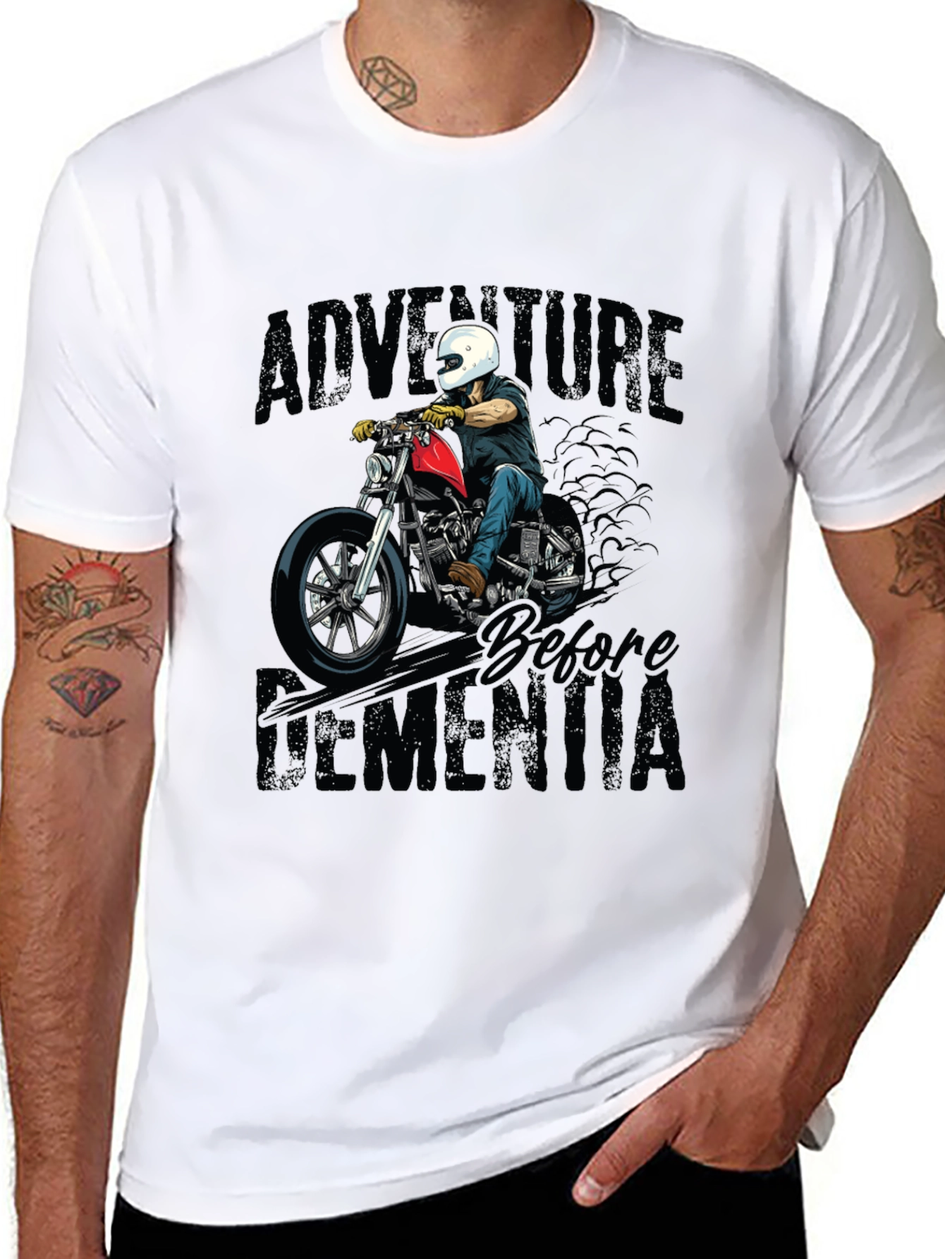 Black Adventure Before Dementia Biker Graphic Tee view 8