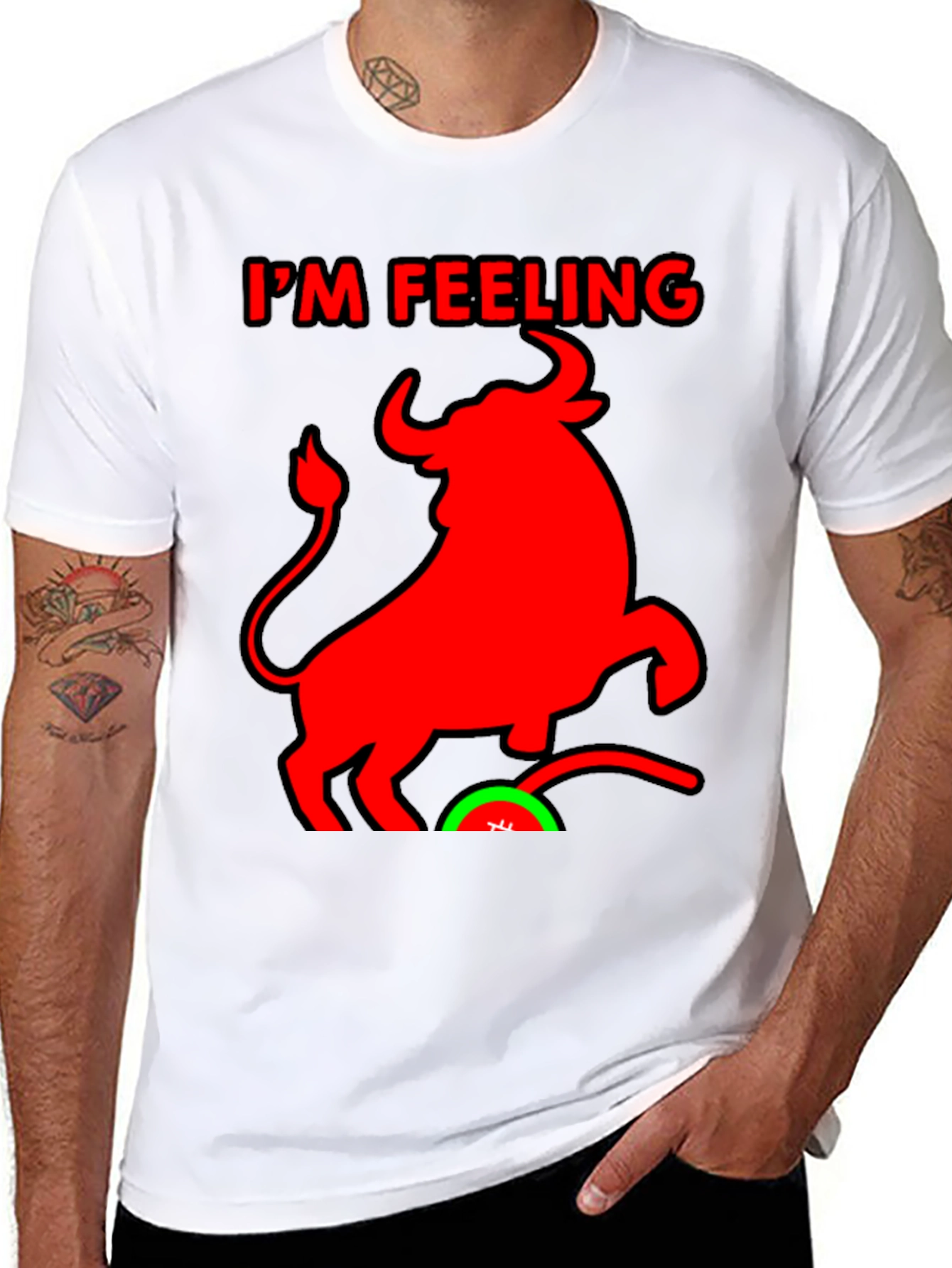 Black I'm Feeling Bullish Black T-Shirt view 8