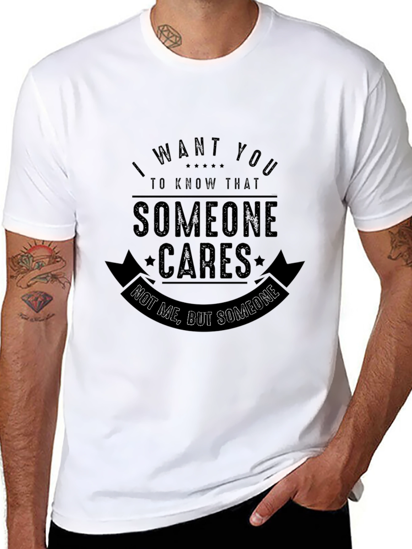 Black Humorous 'Someone Cares' Graphic Black T-Shirt view 8